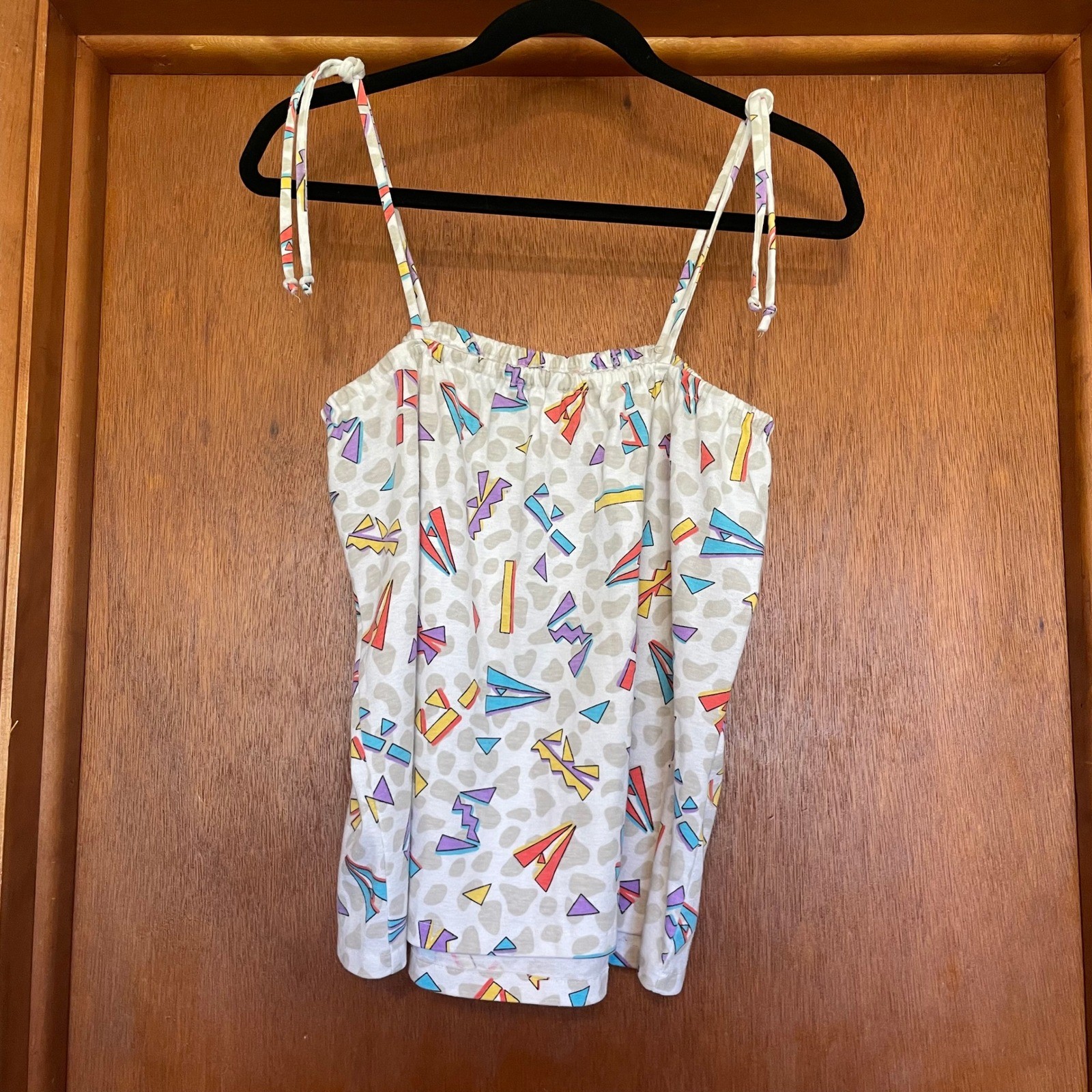 VTG 80s-90s Cami Tank Top Lot Paint Splatter Memphis Geometric Triangles Retro