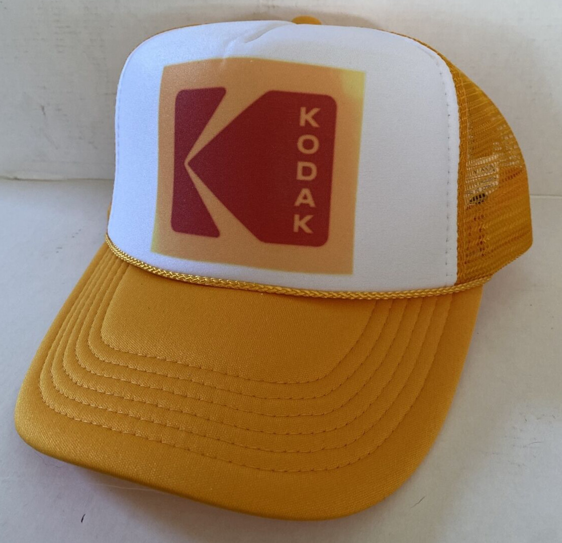 Vintage Kodak Film Hat Cameraman 1980s Trucker Hat Adjustable snapback Gold