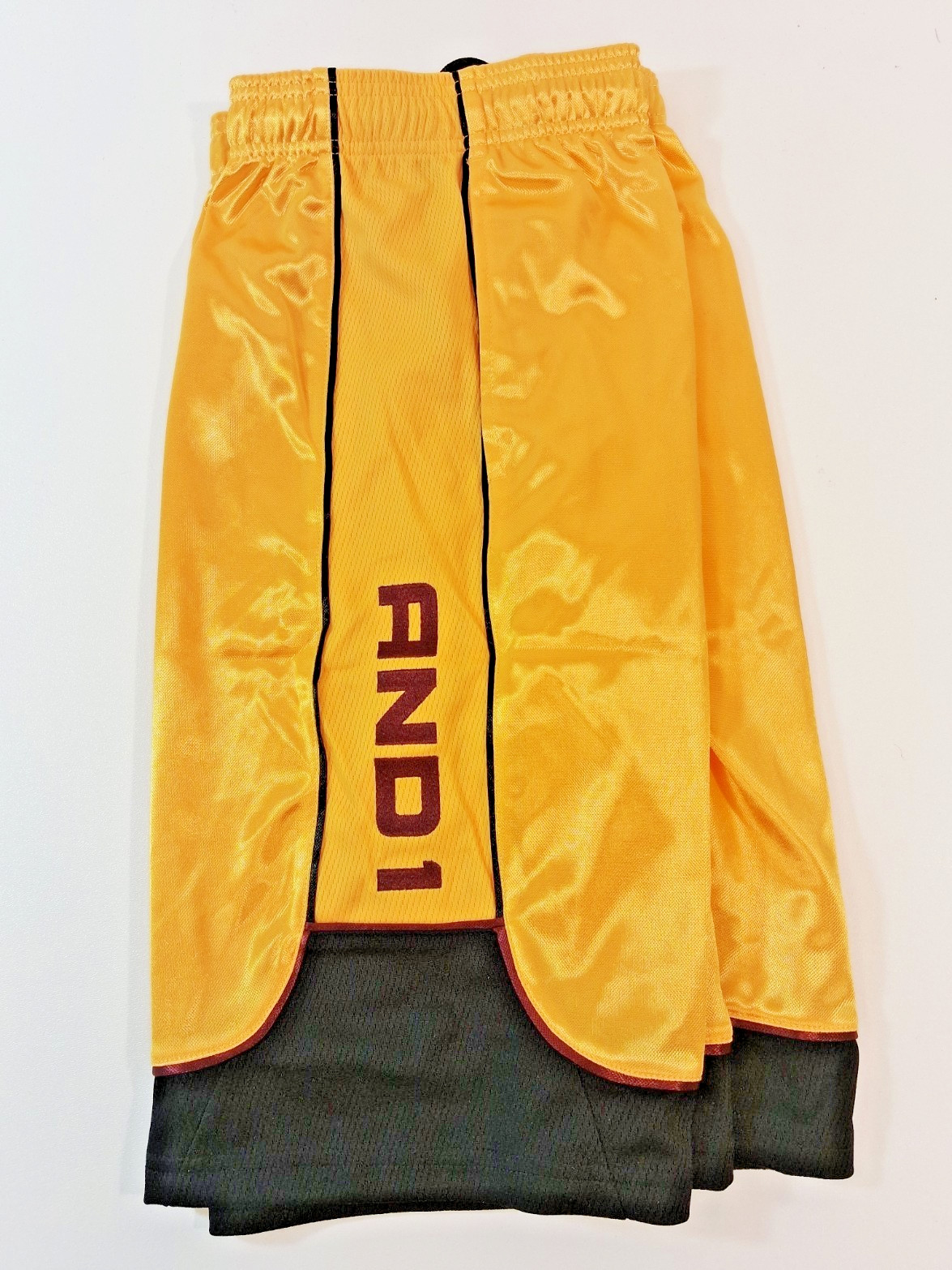 And1 Mens Basketball Gym Workout Shorts Yellow Burgandy Black LIMITED L 3XL
