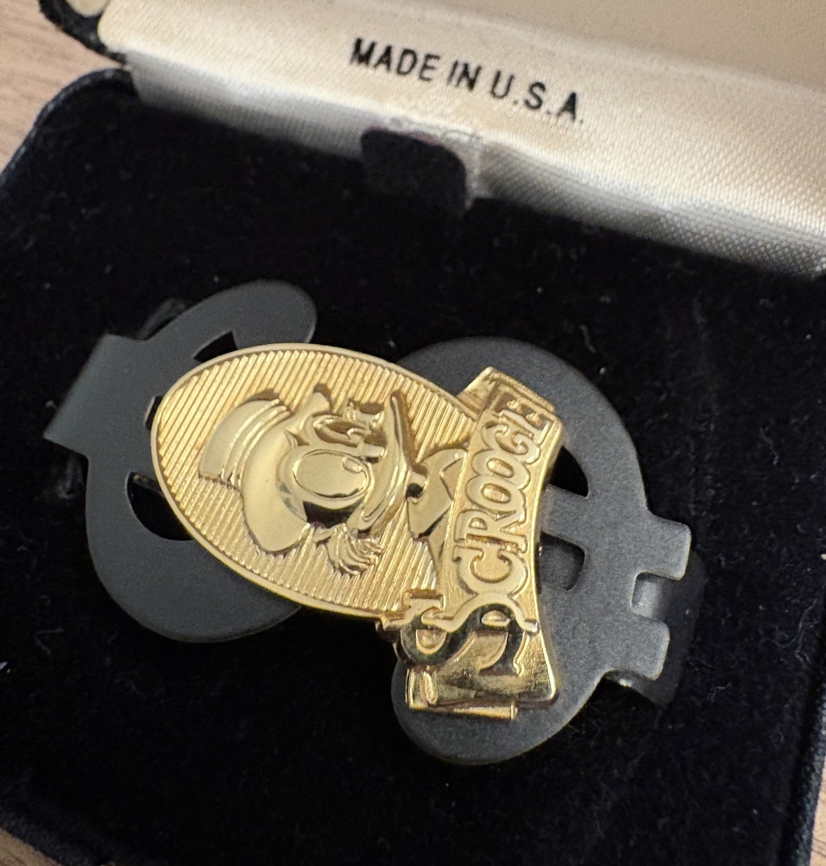 VTG Mickey Collection Scrooge McDuck 2-tone Gold Dollar Sign Money Clip In Case