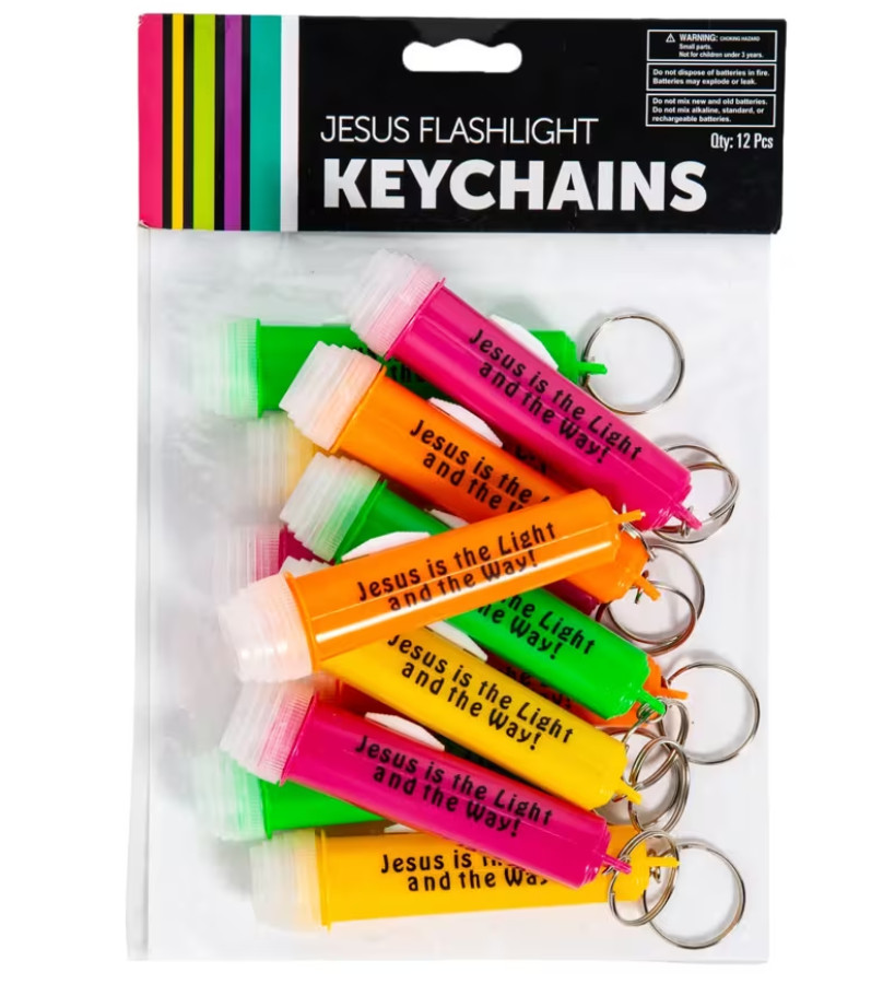 12 Pc Jesus Is The Light Flashlight Keychains Free Shipping US