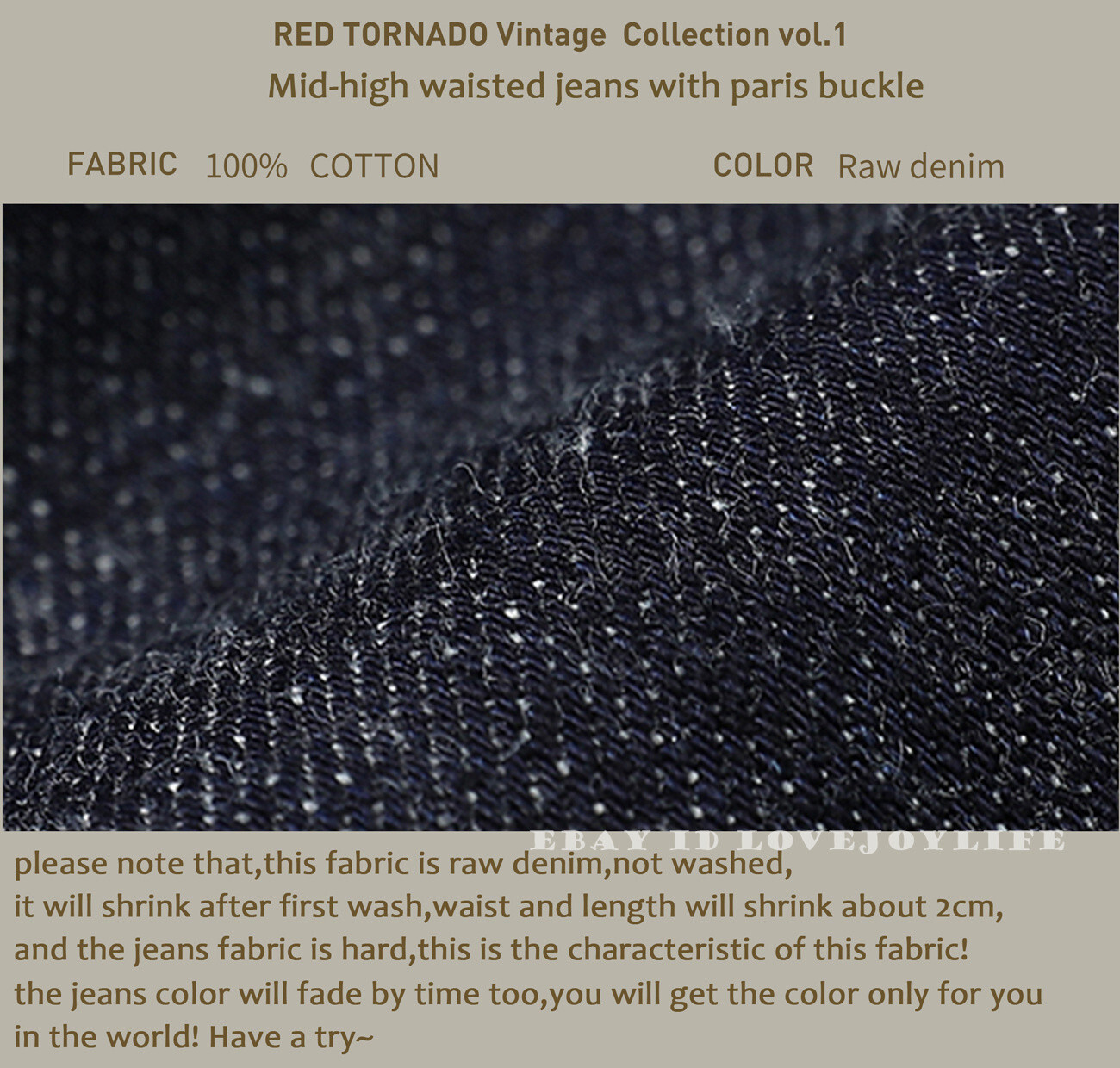 Red Tornado Vintage 16.5oz Men’s Jeans Shrink to Fit Denim Selvage Button Fly