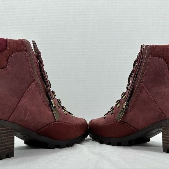 Vionic Womens Spencer Burgundy Combat Boots Size 5 Medium (B, M)