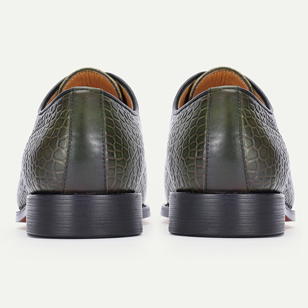 Men’s Business Alligator Crocodile Pattern Leather Lace Up Shoes Crack Vintage