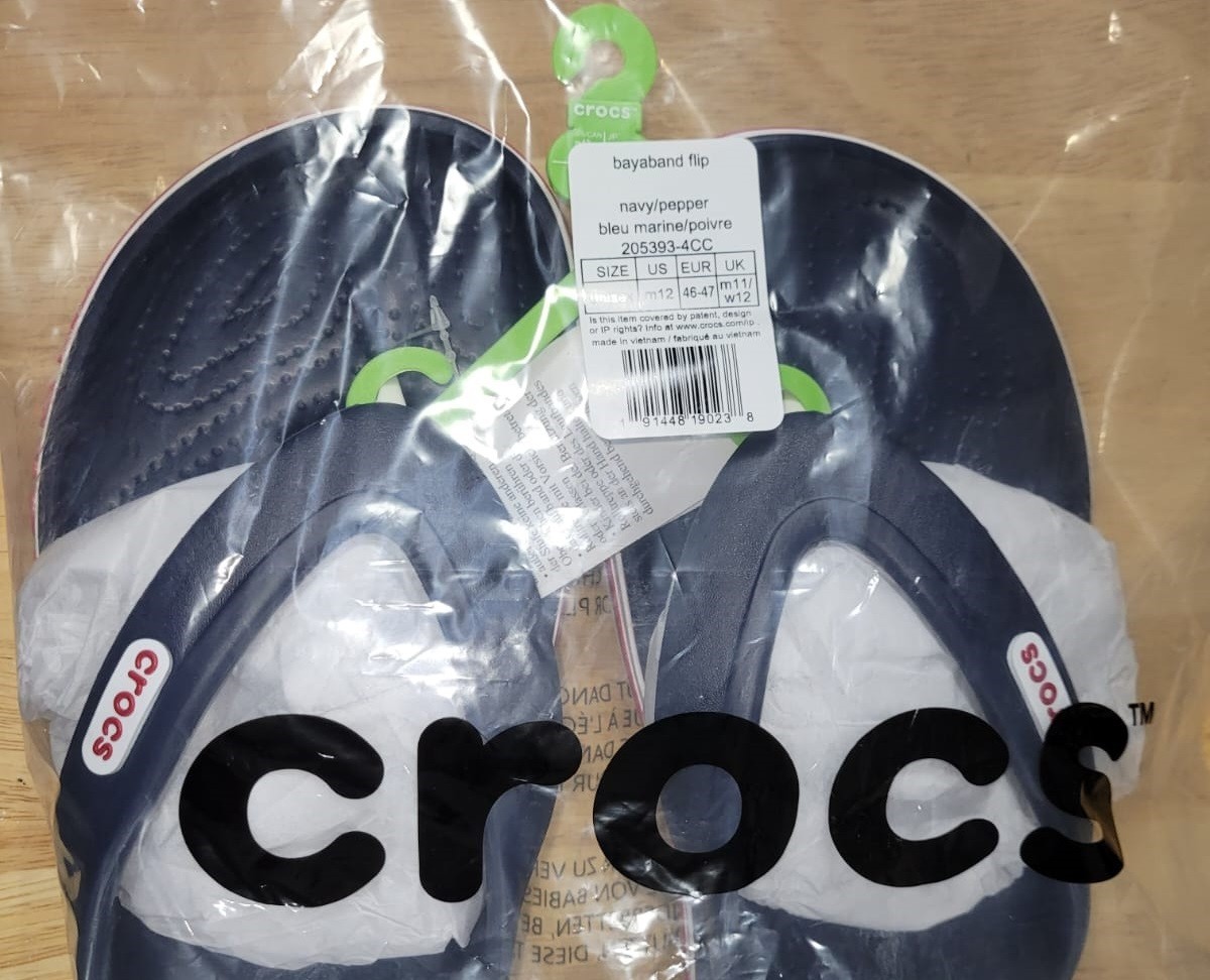 Crocs unisex adult Bayaband Flip Flop Sandals Navy/Pepper 14 Women 12 Men US NEW