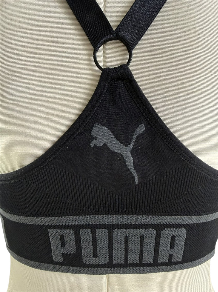PUMA Sports Bra NEW Padded Seamless Black Women Large Removable Cup Drycell $28