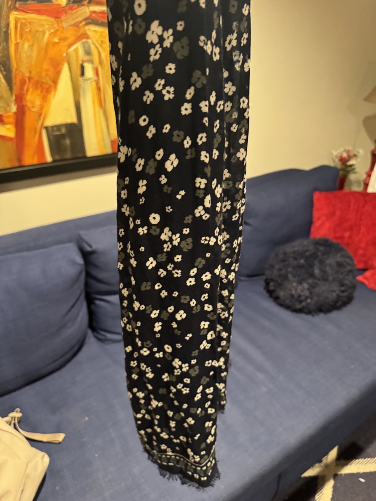 LOFT Blue & White Flower Long Soft Spring Scarf, Used