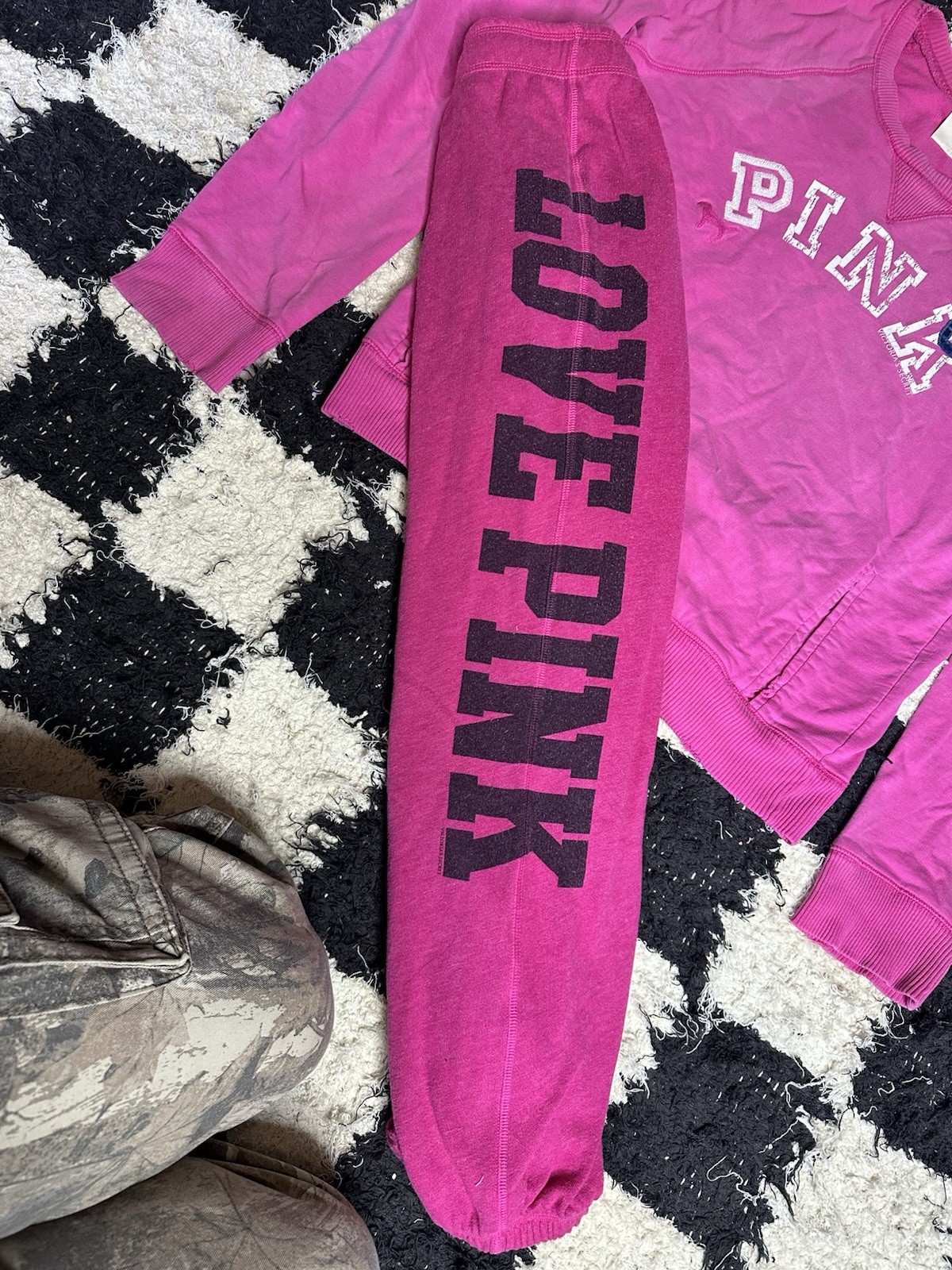 Y2K PINK Victoria’s Secret 2Pc Sweatsuit Set Womens L