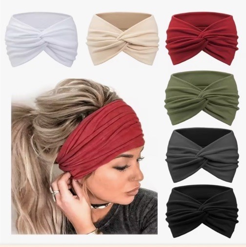 Women’s Yoga Wide Headband Ladies Elastic Boho Hair Band Sports Turban Head Wrap