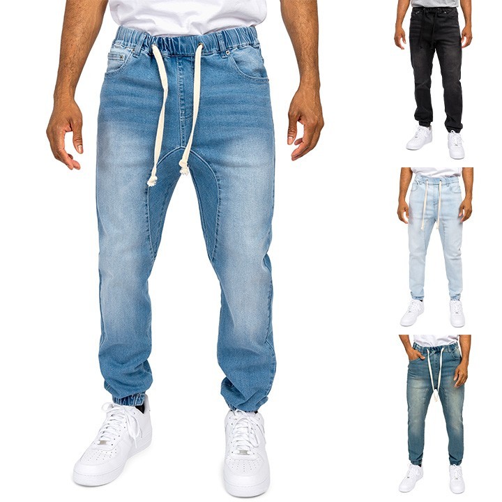 Victorious Men’s Jogger Drop Crotch Denim Jogger Pants S~5XL JG803 -FREE SHIP