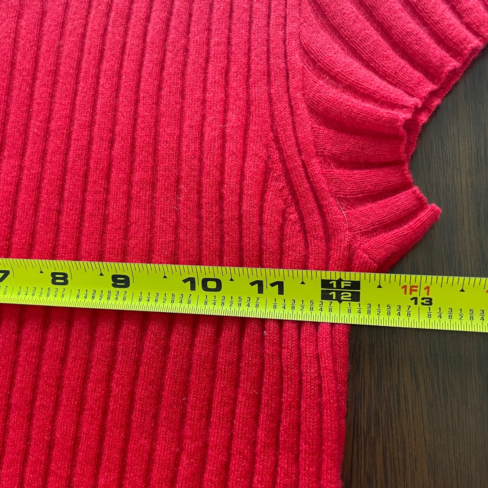 J.Crew Cashmere Sweater Women XS Red Ribbed Short Sleeve Crew Neck Classic Luxe
