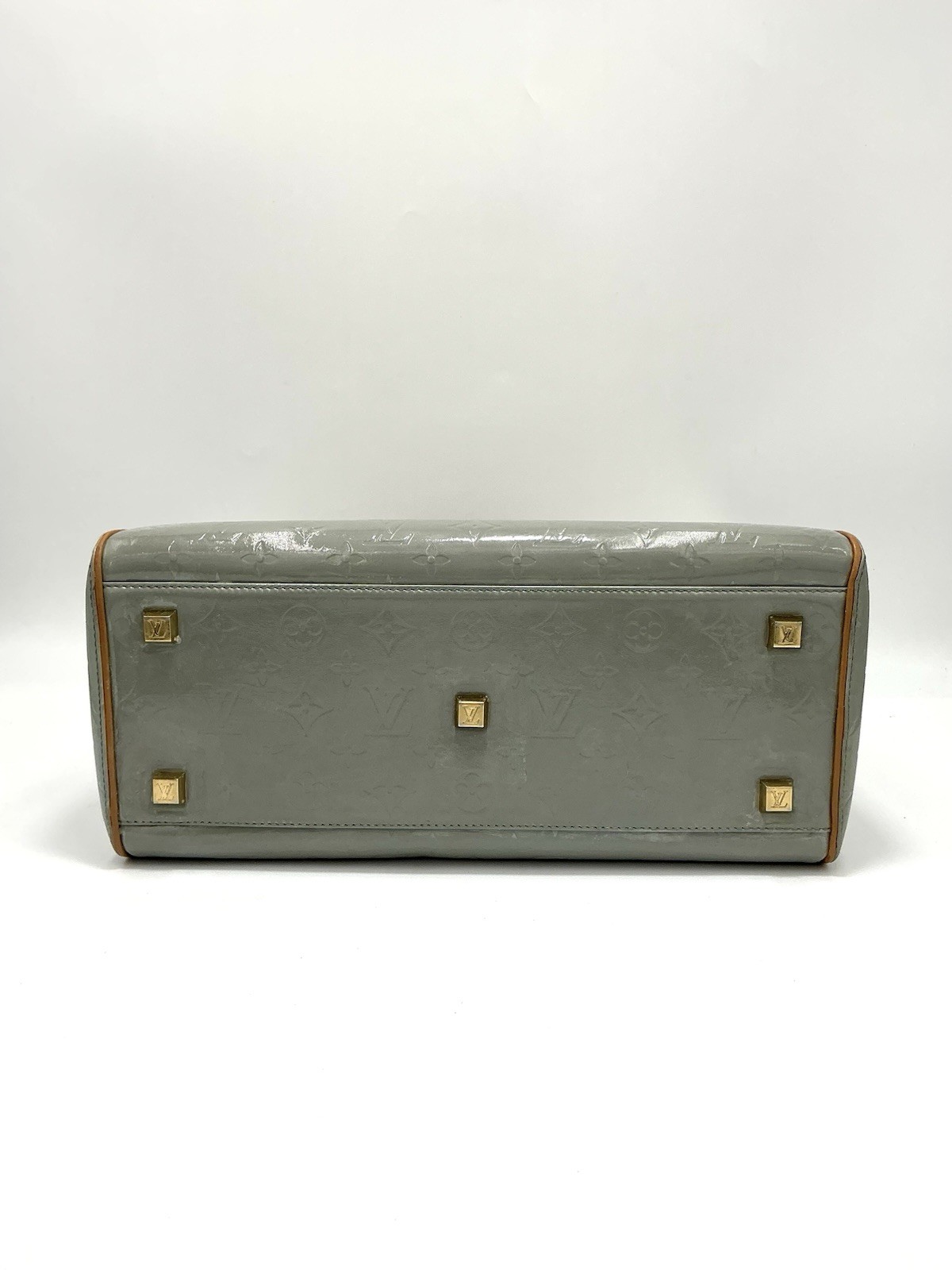 Louis Vuitton LV Monogram Tompkins Sq Vernis Patent Leather Gray Tote Bag + COA