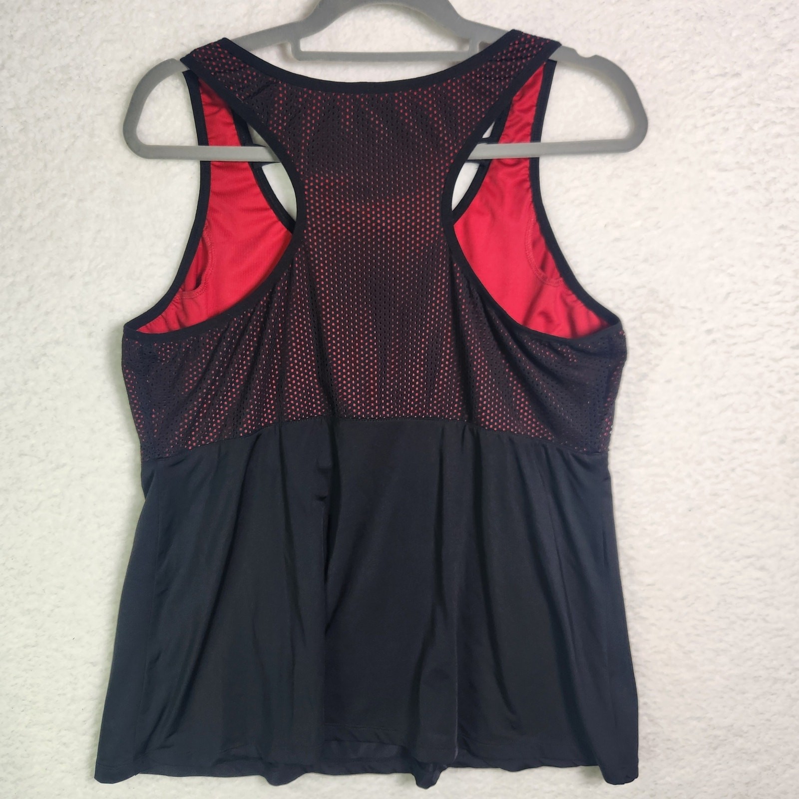 Ruby Ribbon Mesh Racerback Tank Top Atomic Red Black XXL Plus Size Fitness Gym