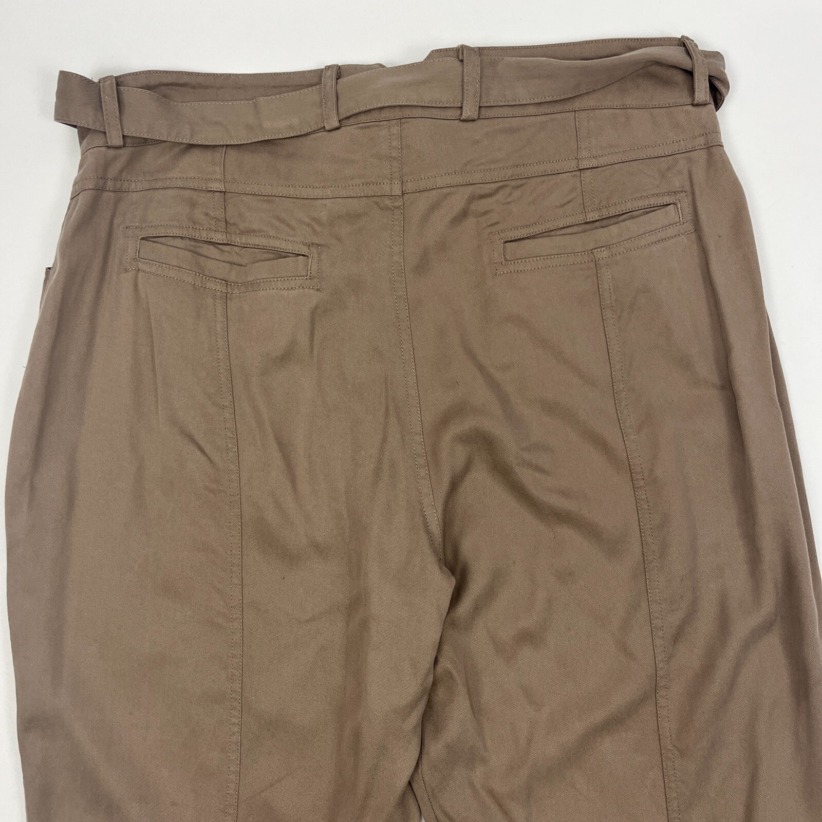 Sundance Fluid Days Pants Lyocell Viscose High Waist Belted Clay Brown Size 14