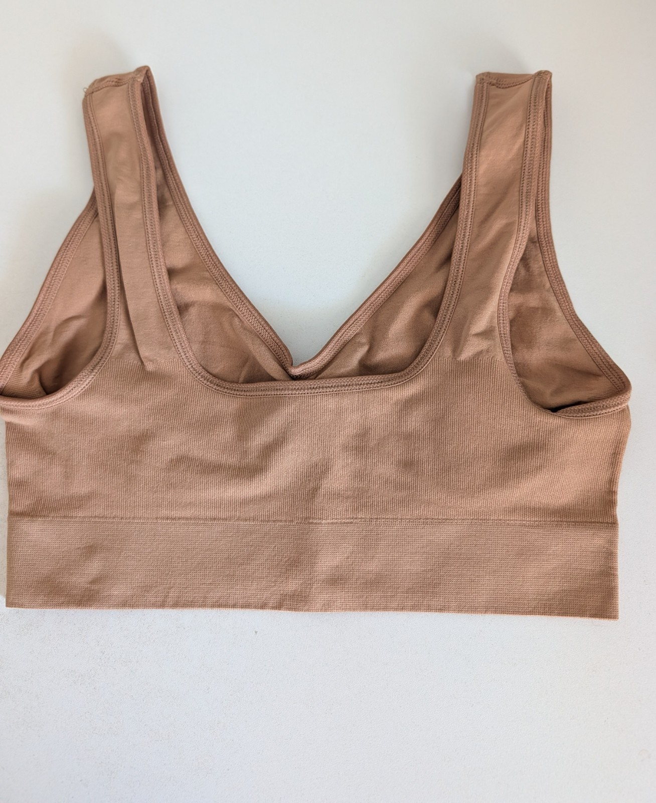 Rhonda Shear 2-pack Ahh Seamless Bra Brown/Cream Size Large New Wireless