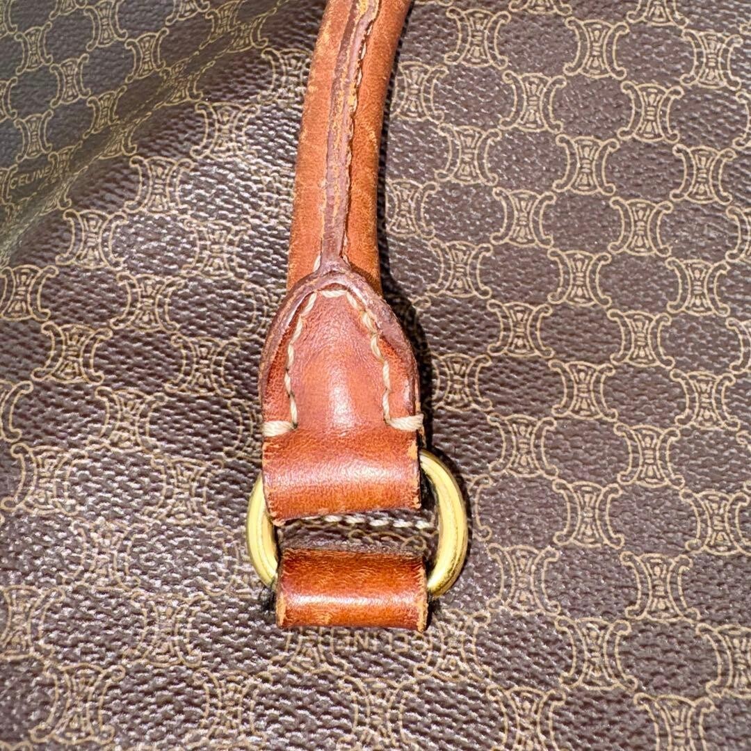 CELINE Half Moon Handbag Macadam PVC Brown Vintage Authentic From Japan