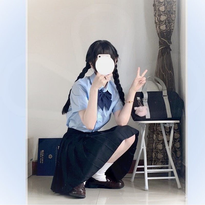 Plus Size 6XL 7XL 8XL Women Japanese School Uniform Shirt Tops Pleated Skirt