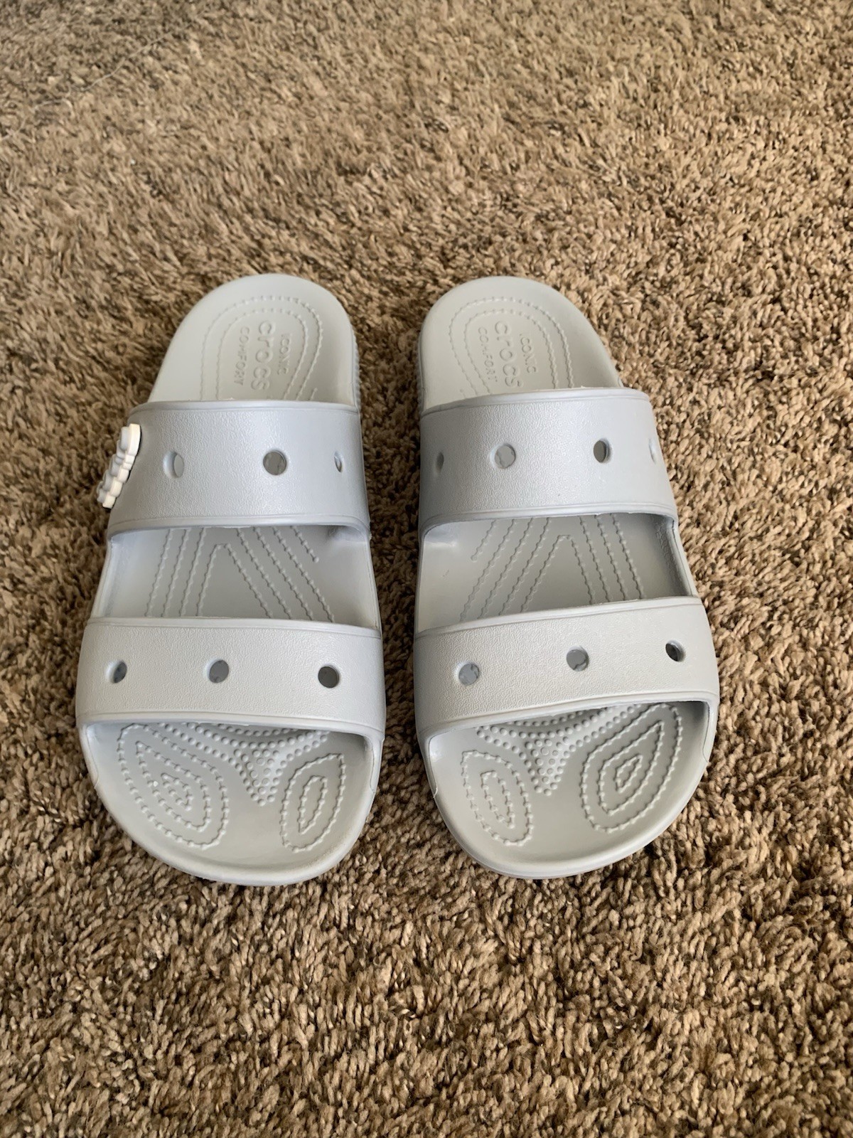 Crocs Gray V2 Slides Sandals Double Strap Slip On Comfort Shoes W8 M6