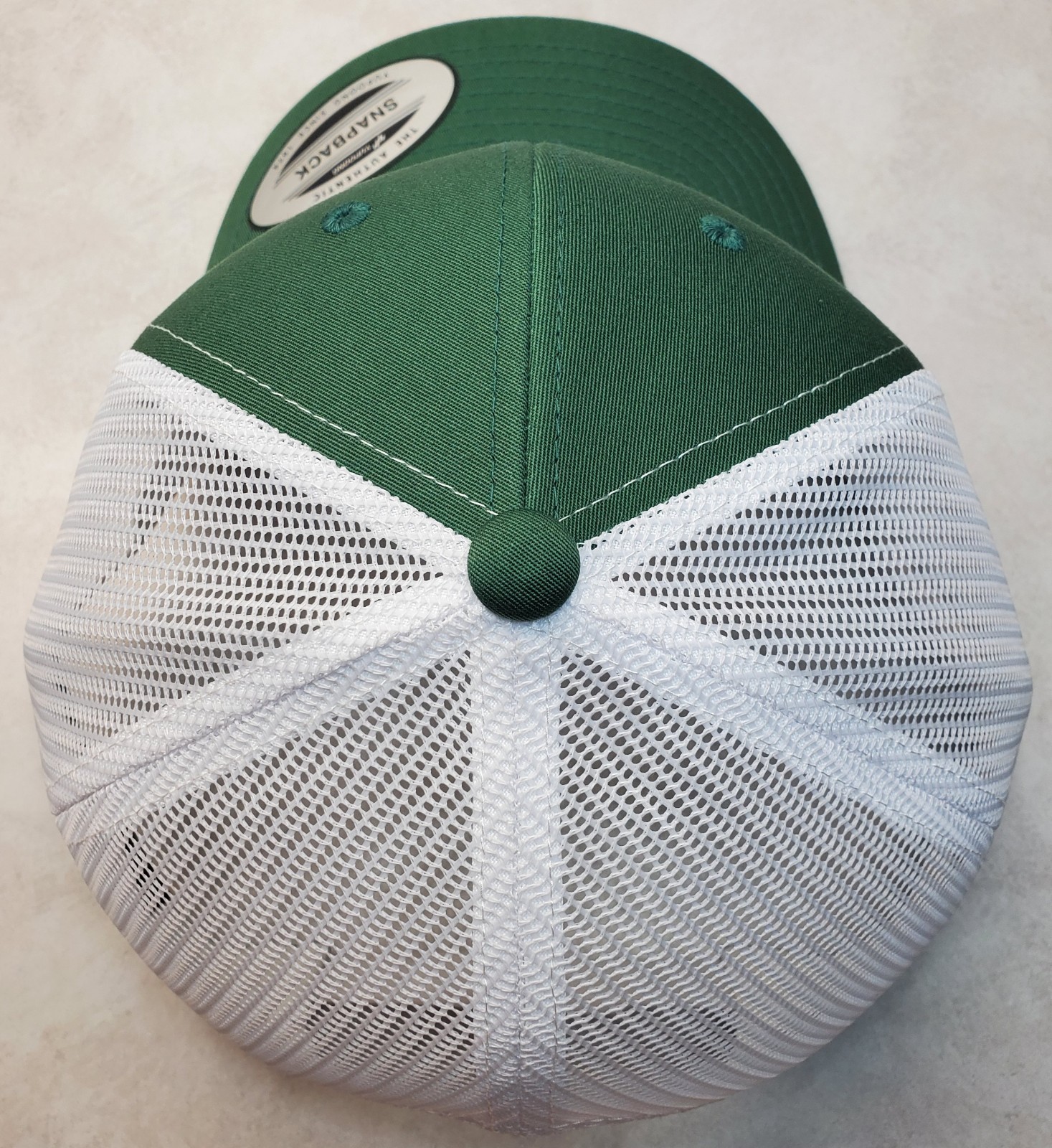 Bud of Calif Patch on Yupoong 6606 Classics Trucker Hat Snapback Evergreen/White