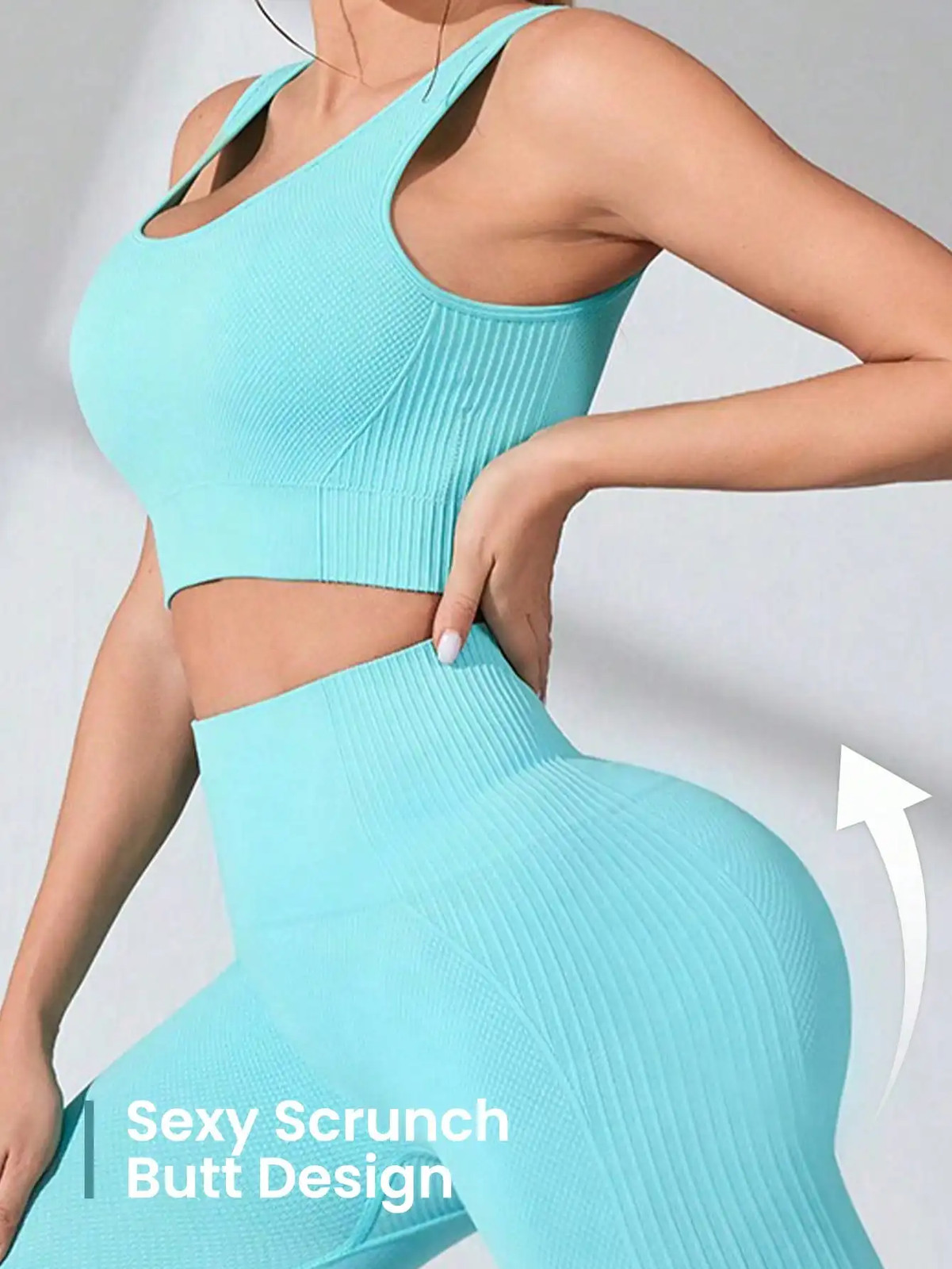 Women’s Workout Sets 2 Piece – Seamless Yoga Leggings and Cross-Strap Sports Bra