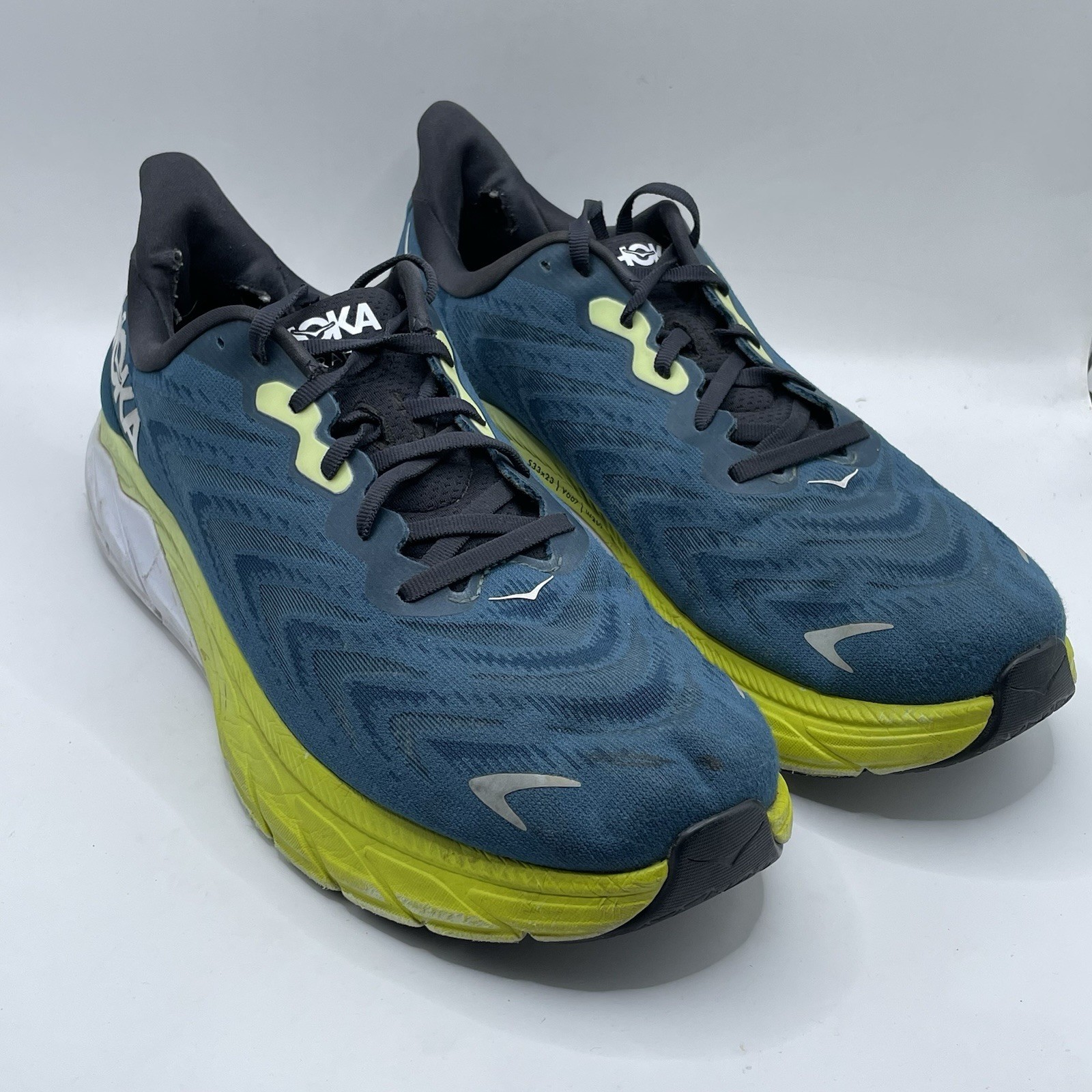 HOKA Arahi 6 Wide Men’s Low Top Lace-Up Running Sneakers Blue Green Sz 11 2E