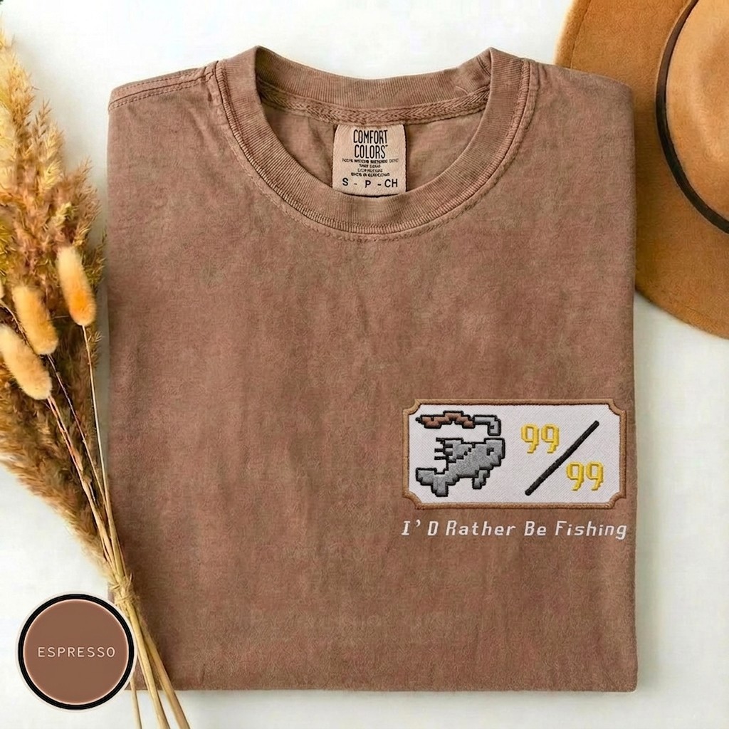 Embroidered OSRS Fishing T-Shirt, RuneScape Gamer Shirt, Old School RPG Gift