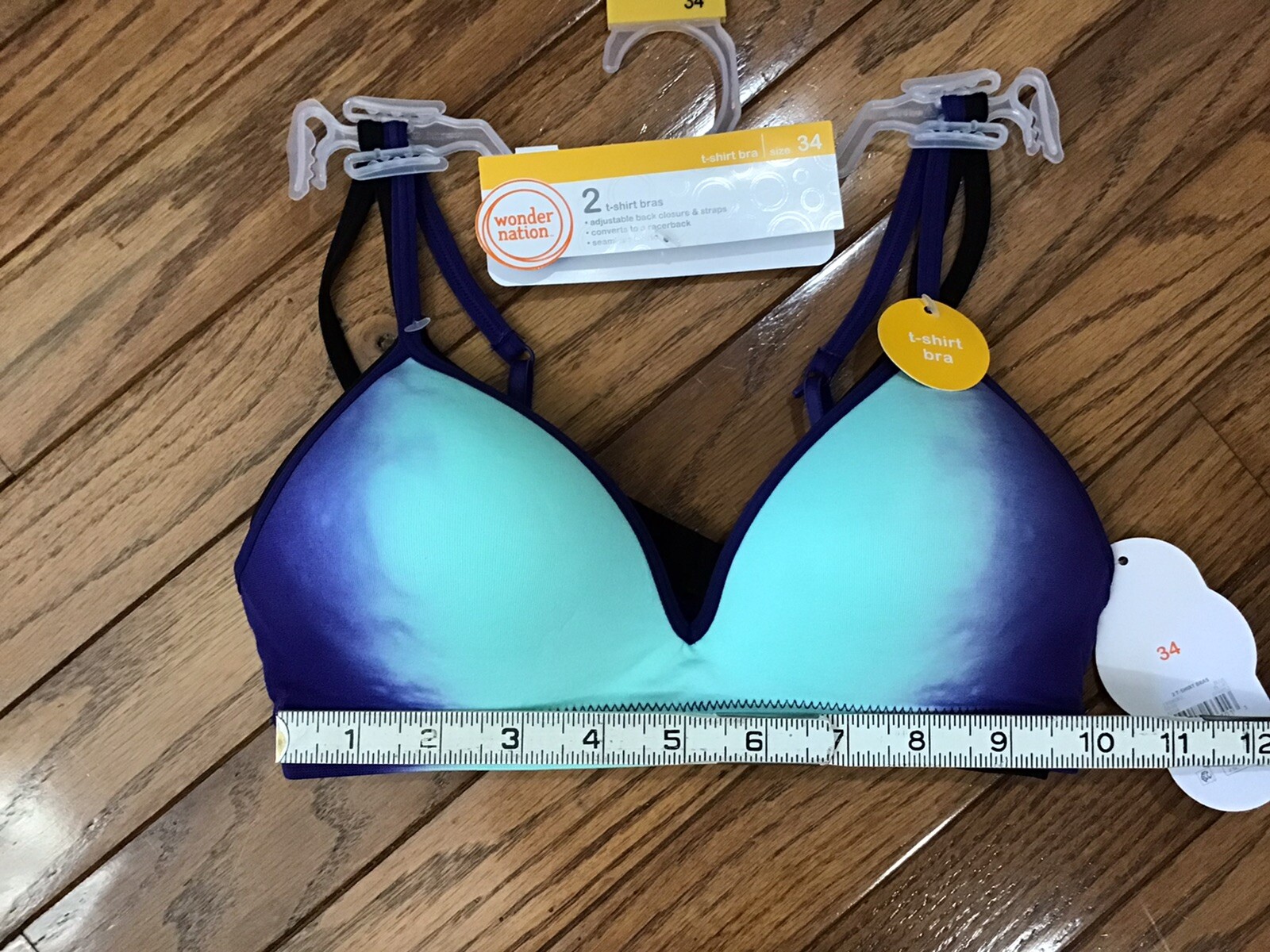 NWT Wonder Nation PL140 2 Pack No Wire Size 34 T-shirt Bras, Convertible (A6)