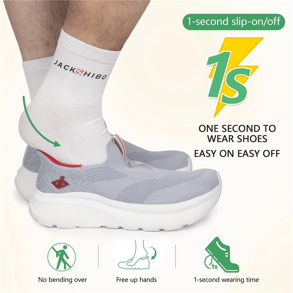 Mens Slip on Free up Hands Shoes Wide Toe Box Arch Support Orthopedic Sneakers