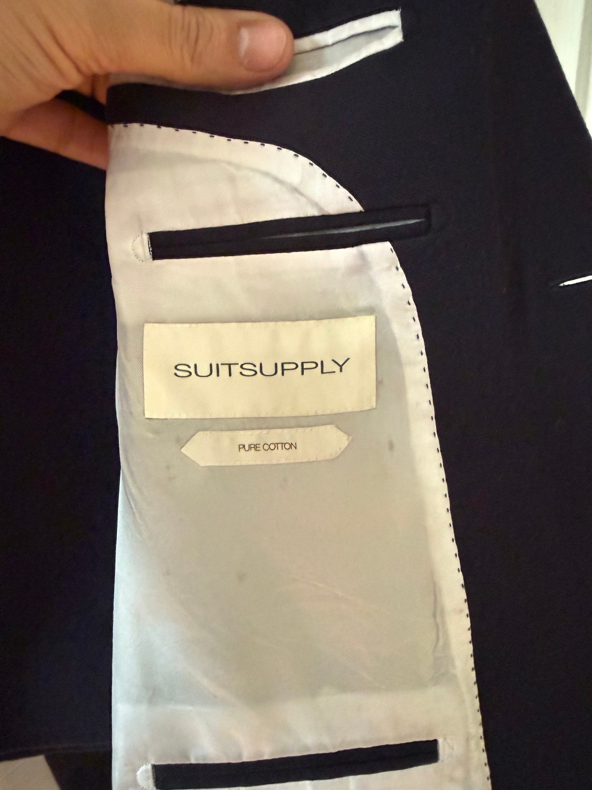 Suitsupply Navy 100% Cotton Havana Patch Suit P5987i-40R