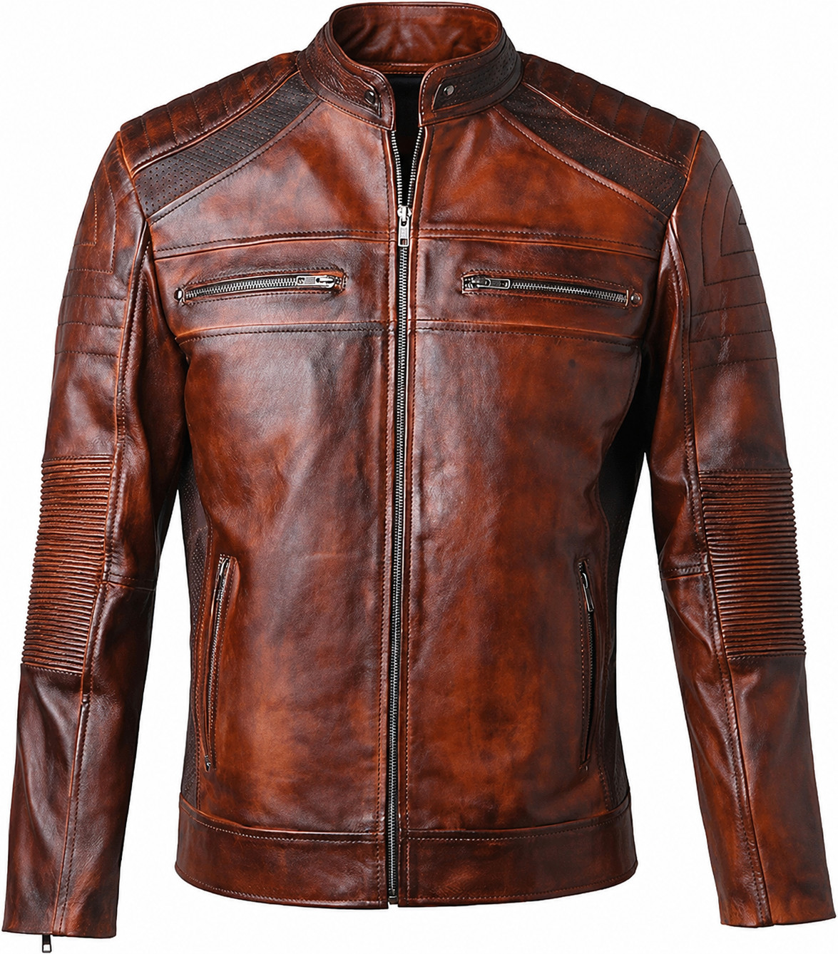 Men’s Vintage Brown Leather Biker Jacket | Premium Genuine Leather Jacket