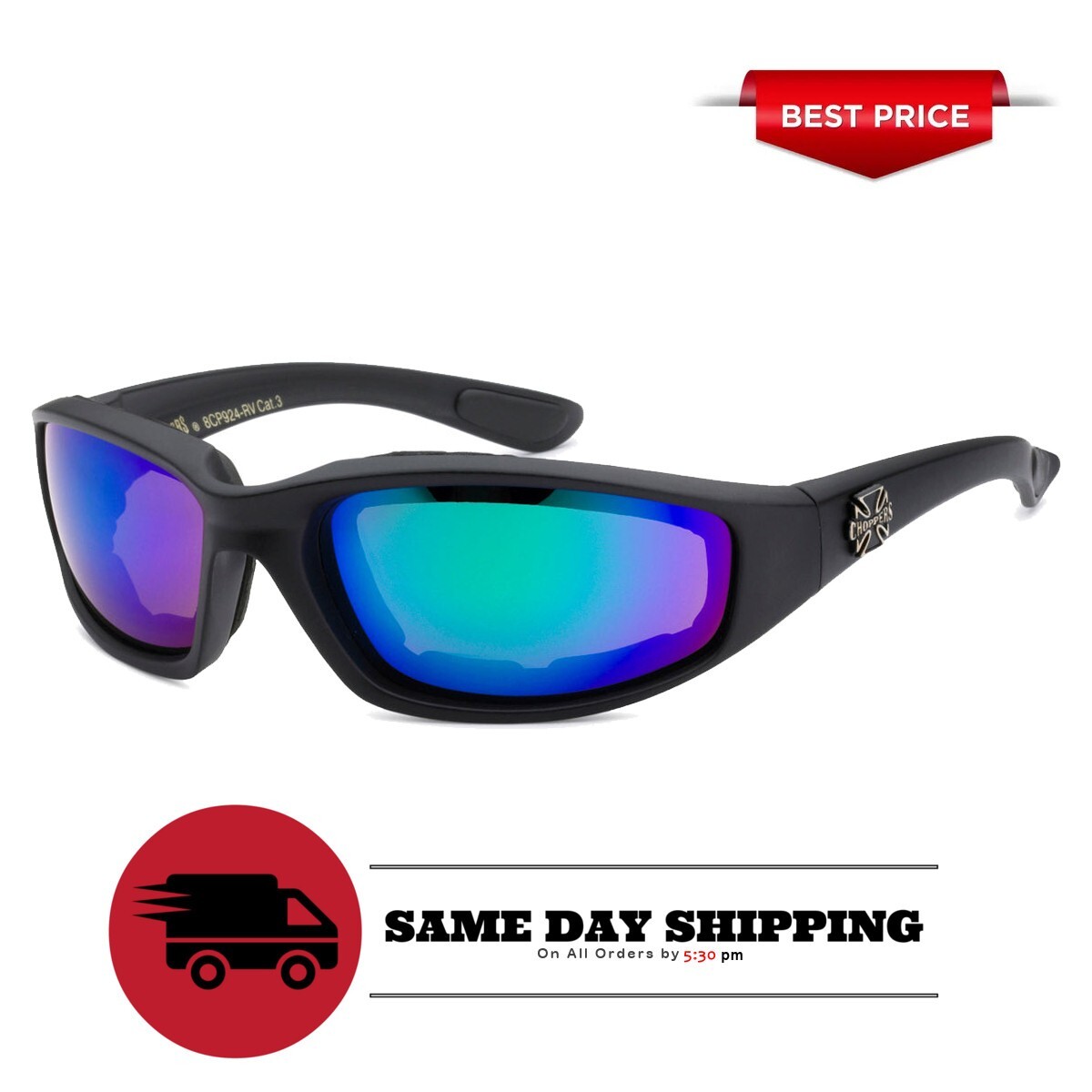 1/3 Pair Motorcycle Sports Biker Riding Glasses Padded Wind Resistant Sunglasses