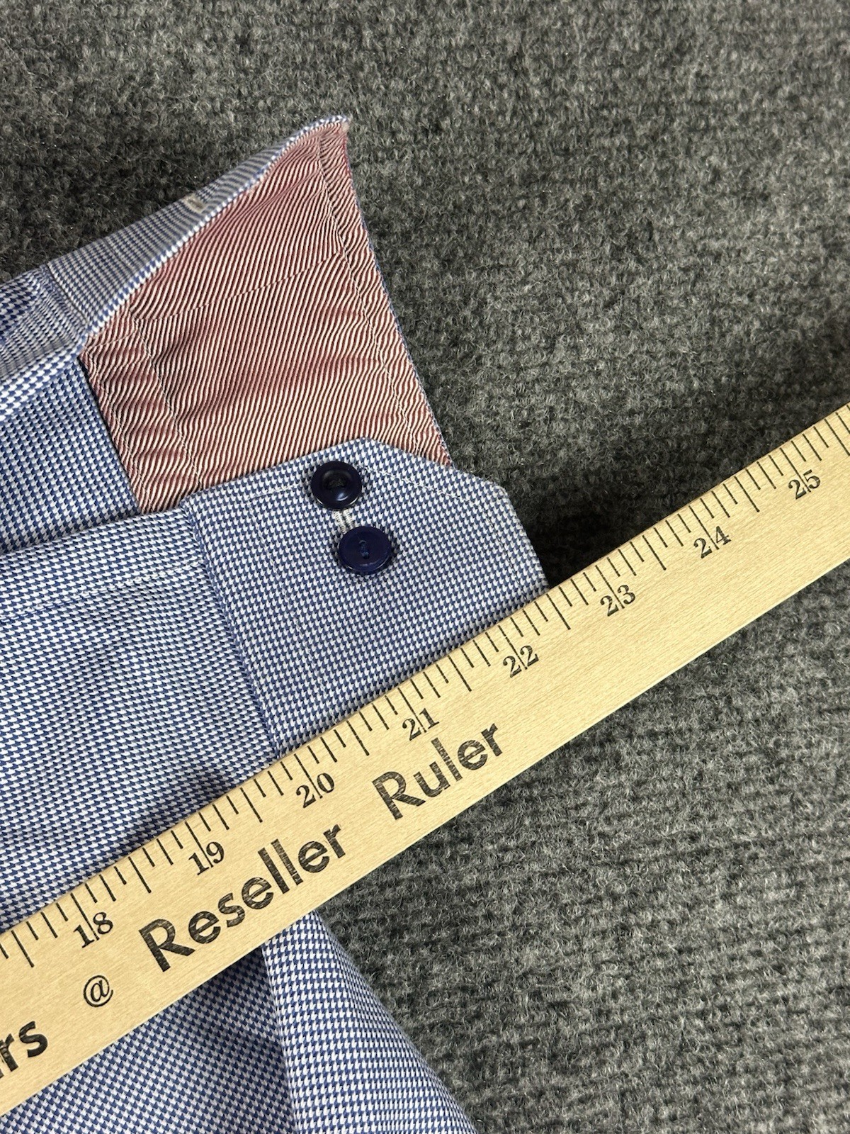 Eton Contemporary Dress Shirt Mens 16.5 42 Blue Red Cuff Houndstooth Career