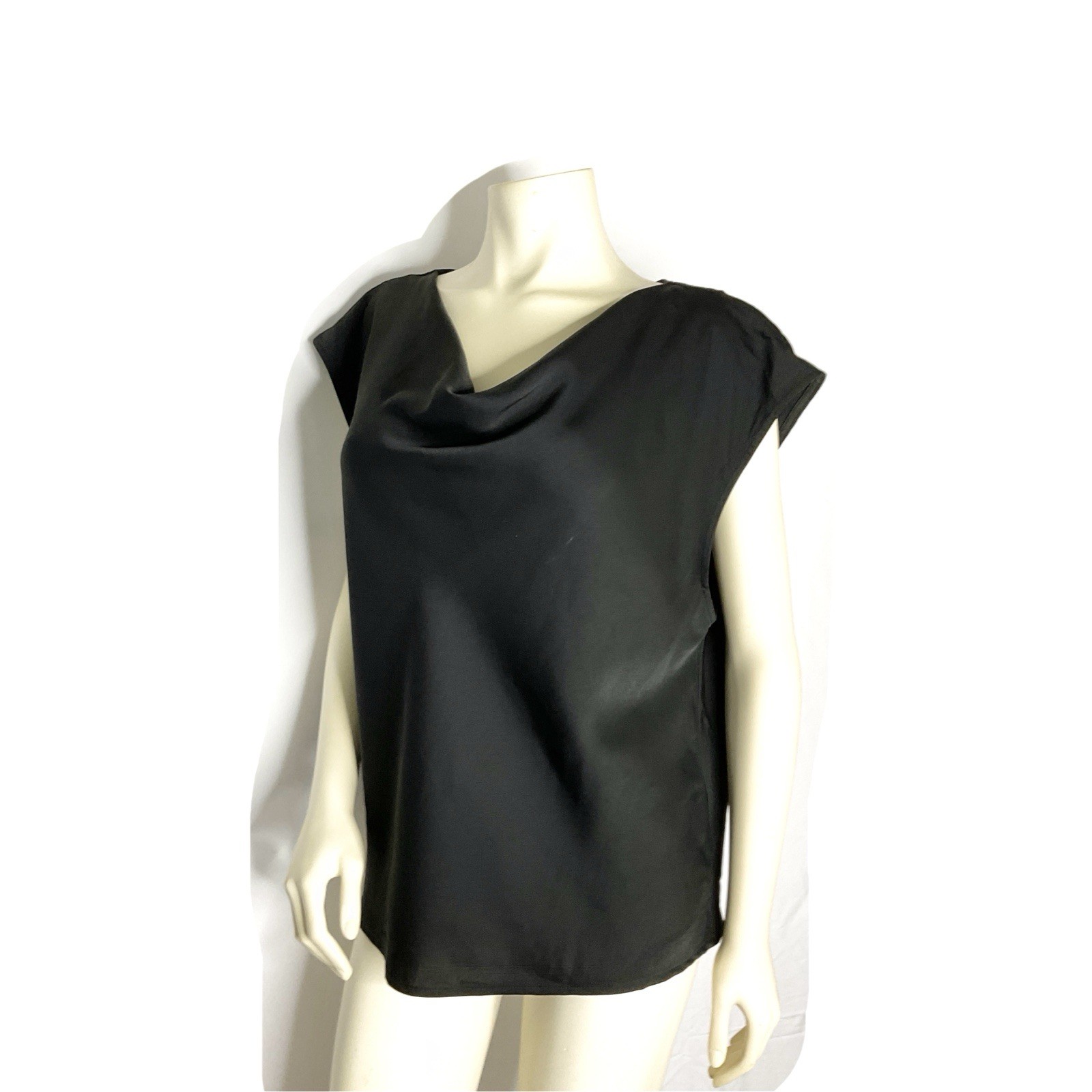 Banana Republic Women’s Black Solid Cowl Neck Cap Sleeve Pullover Blouse XL