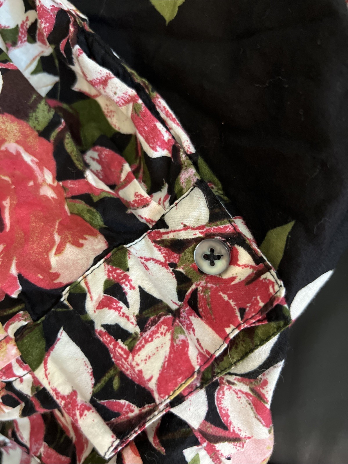 Roman’s Women’s Tunic Blouse Size 18 Extra Large Roll Tab Sleeve Floral Pink