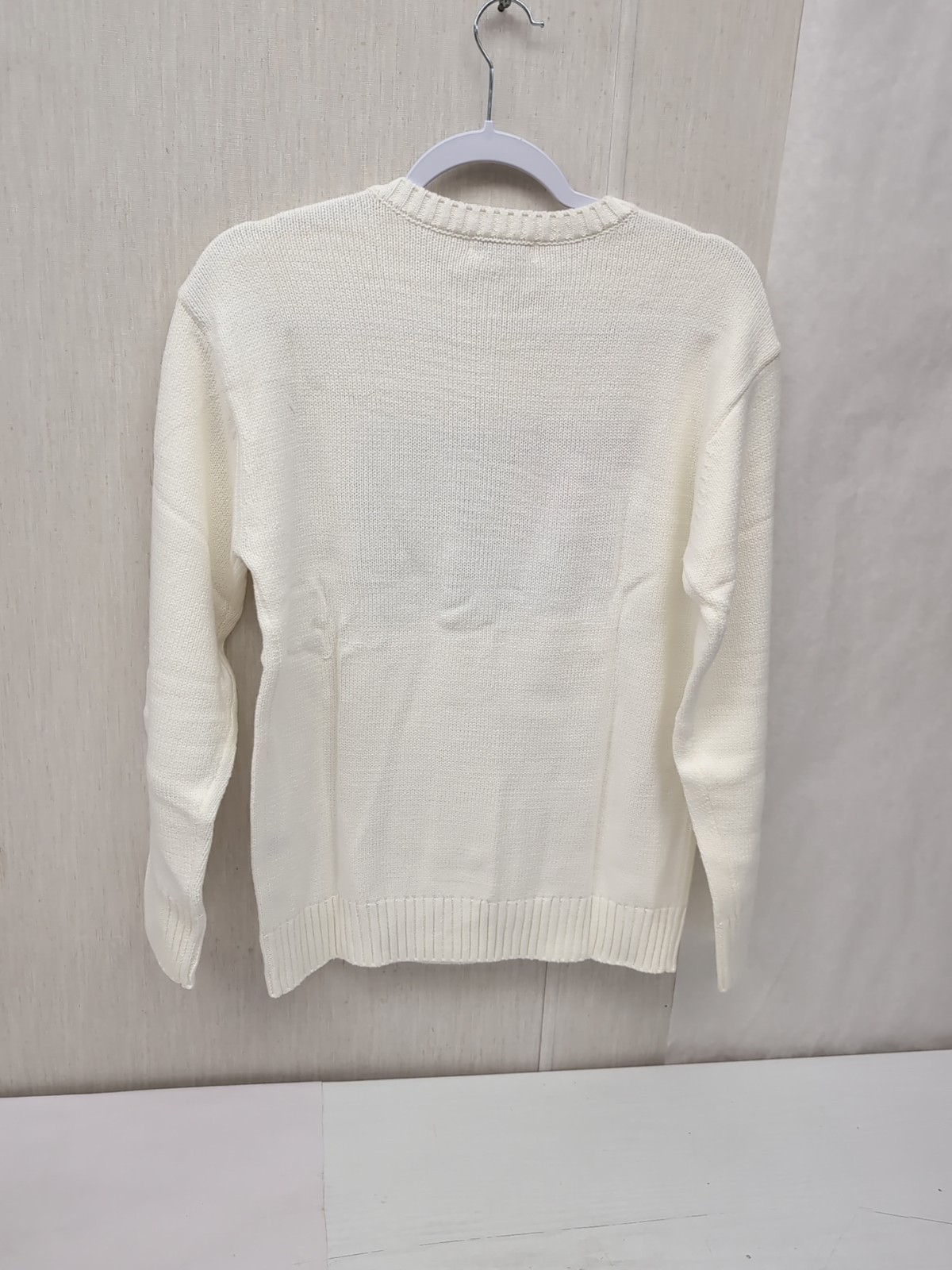 Wmns Mighty Fine Midweight Crew Neck Americana Sweater Cream Flag Sz SM
