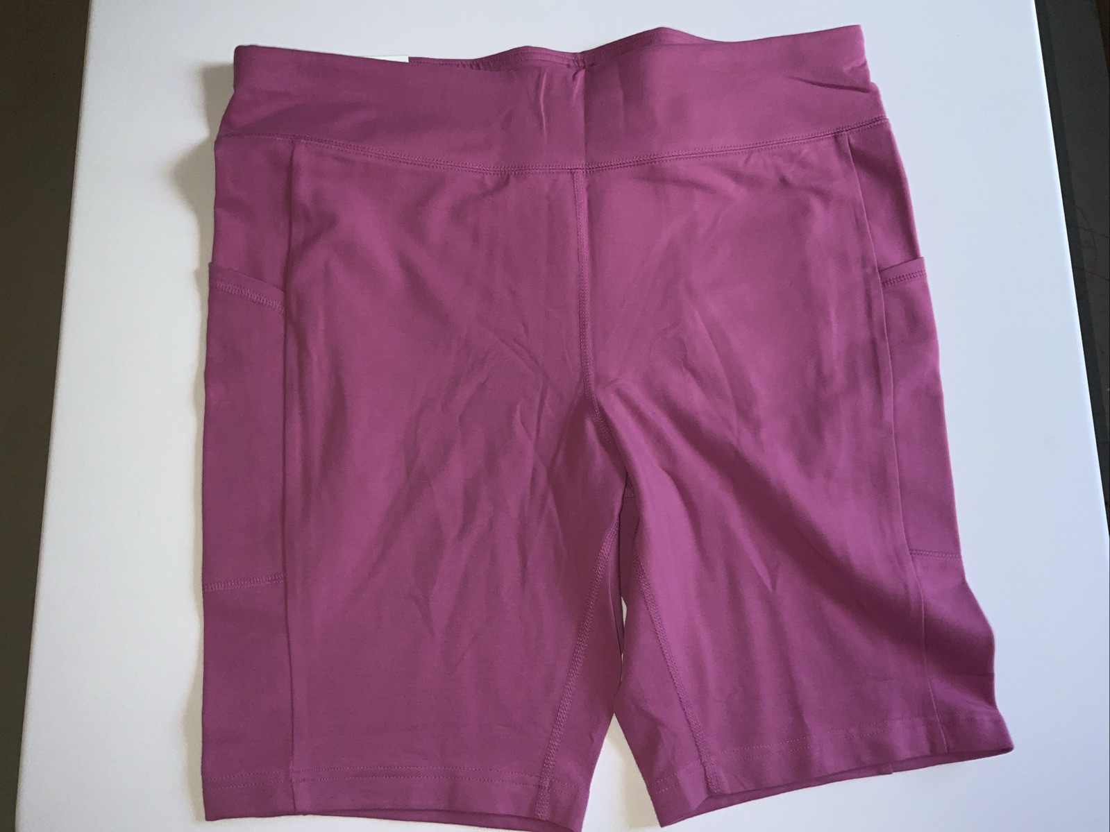 Terra&Sky Women Bike Short SZ 1X (16-18)Mauve High Rise Pockets 9-in Inseam NWT!