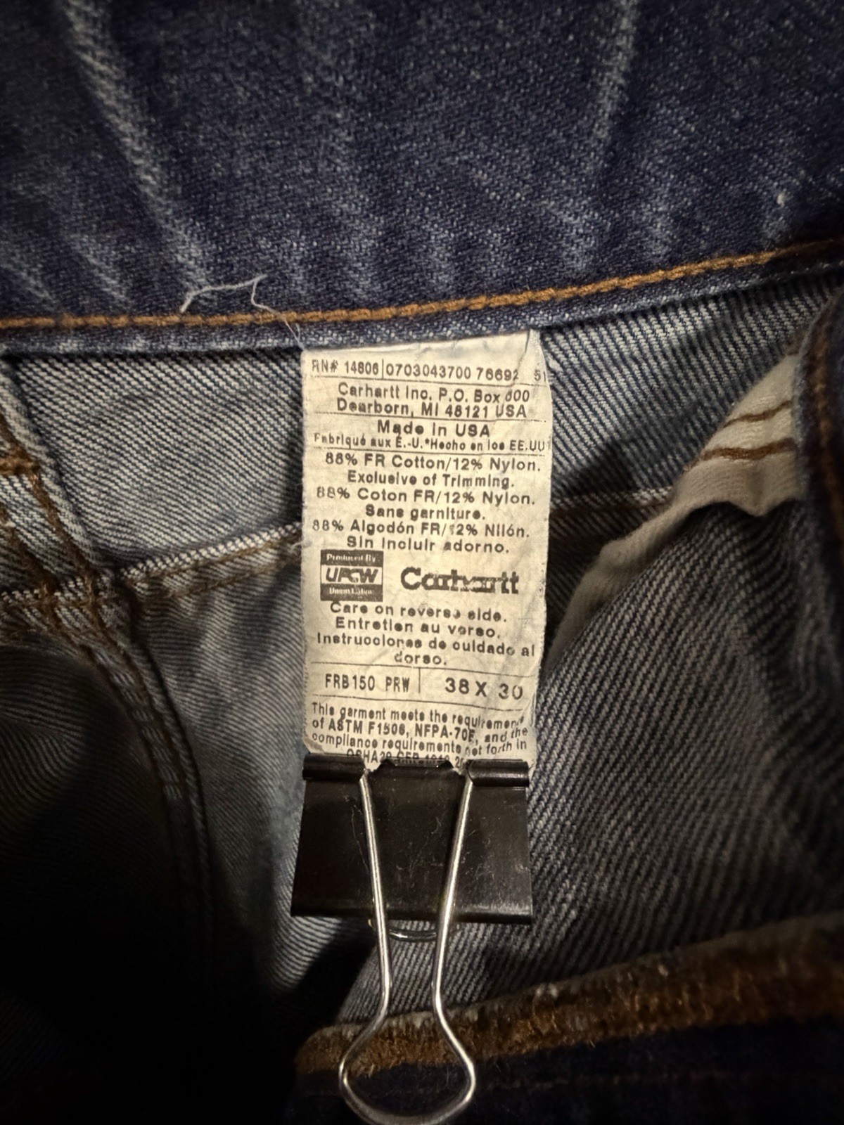Carhartt FR Men’s Relaxed Fit Straight Flame-Resistant Blue Jeans Made in USA!