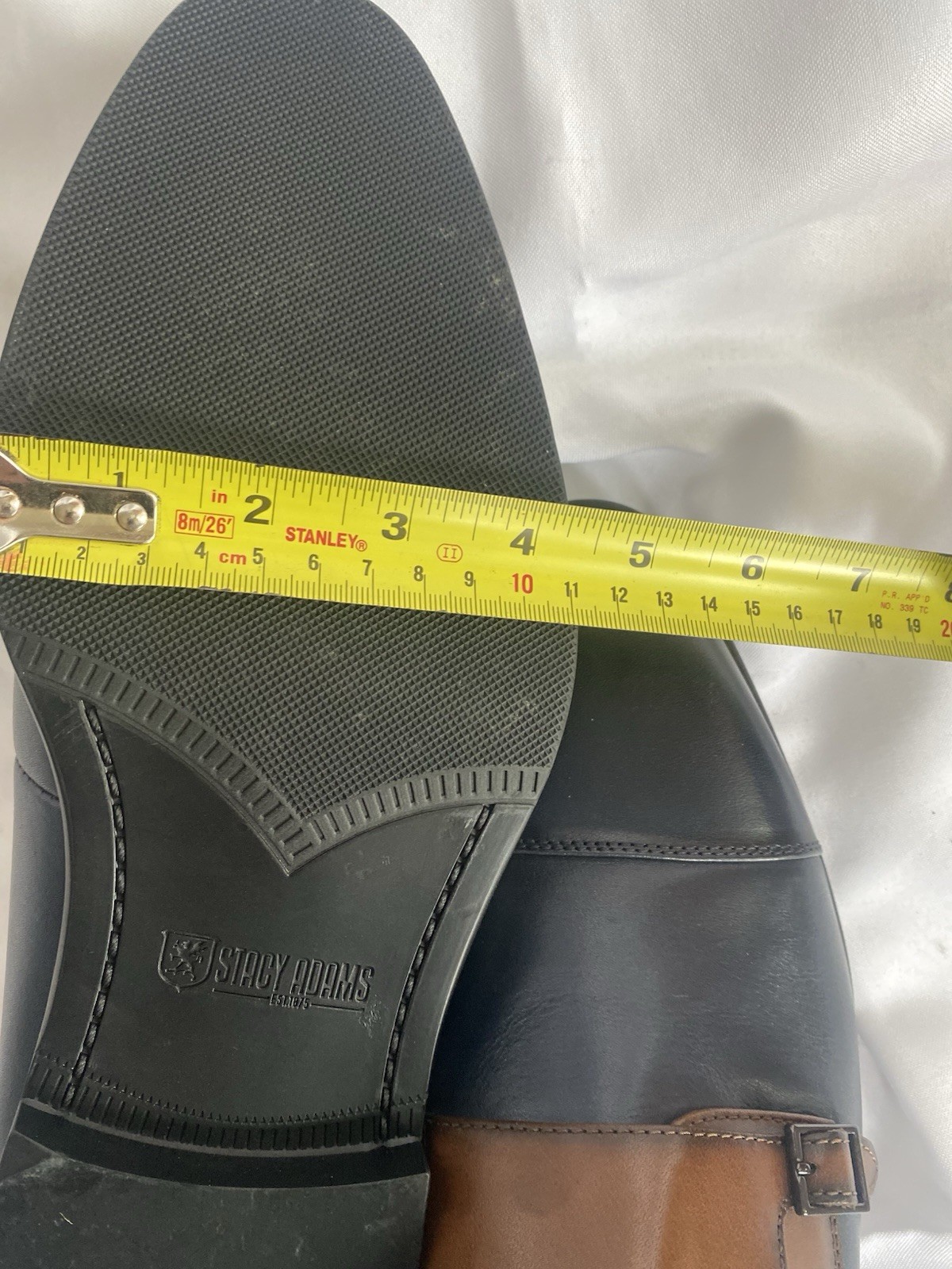 Stacy Adams Raythorne Cap Toe Double Monk Strap Navy Brown Leather Oxford Men 11