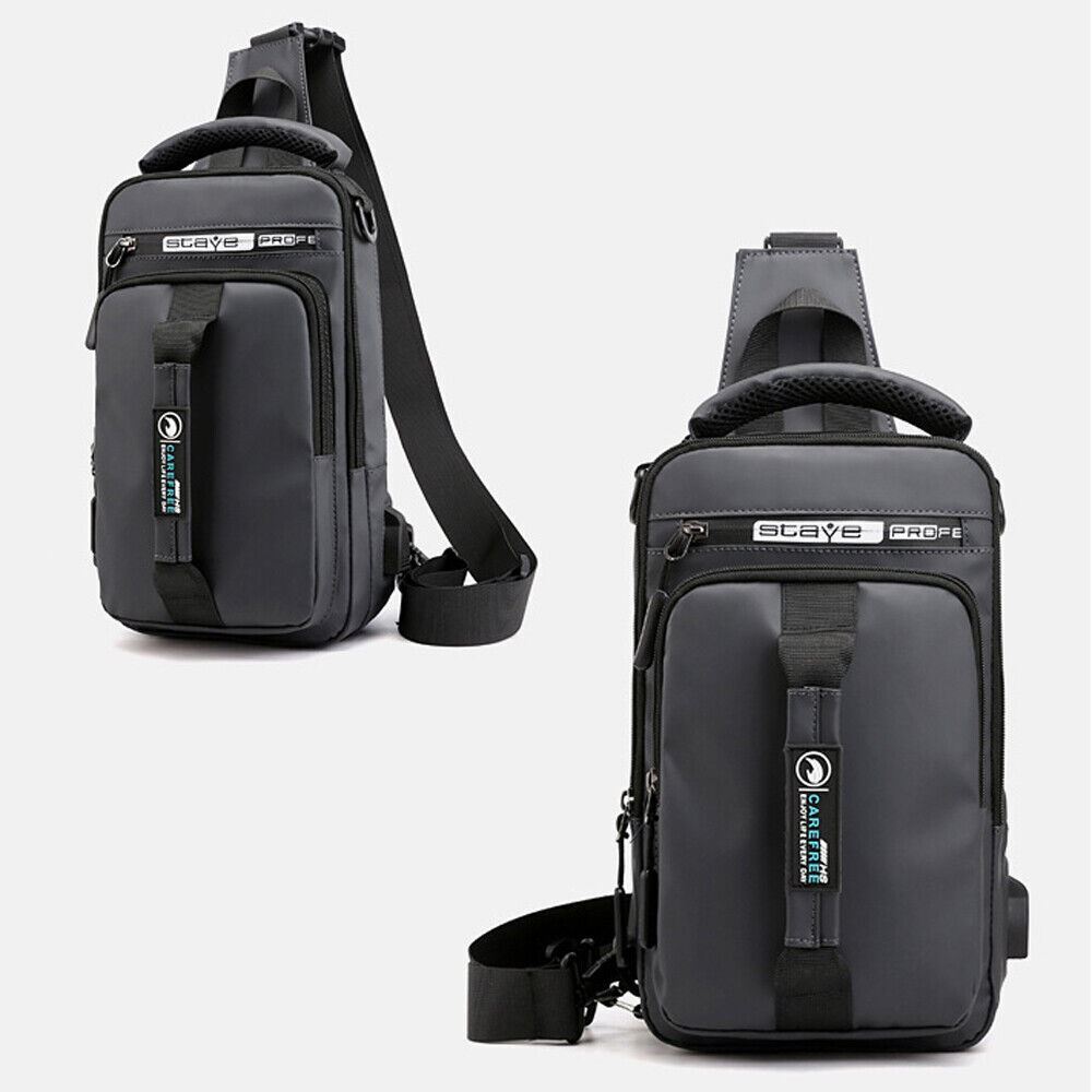 Men’s Sling Crossbody Bag Anti-theft Chest Pack Shoulder Backpack USB Waterproof