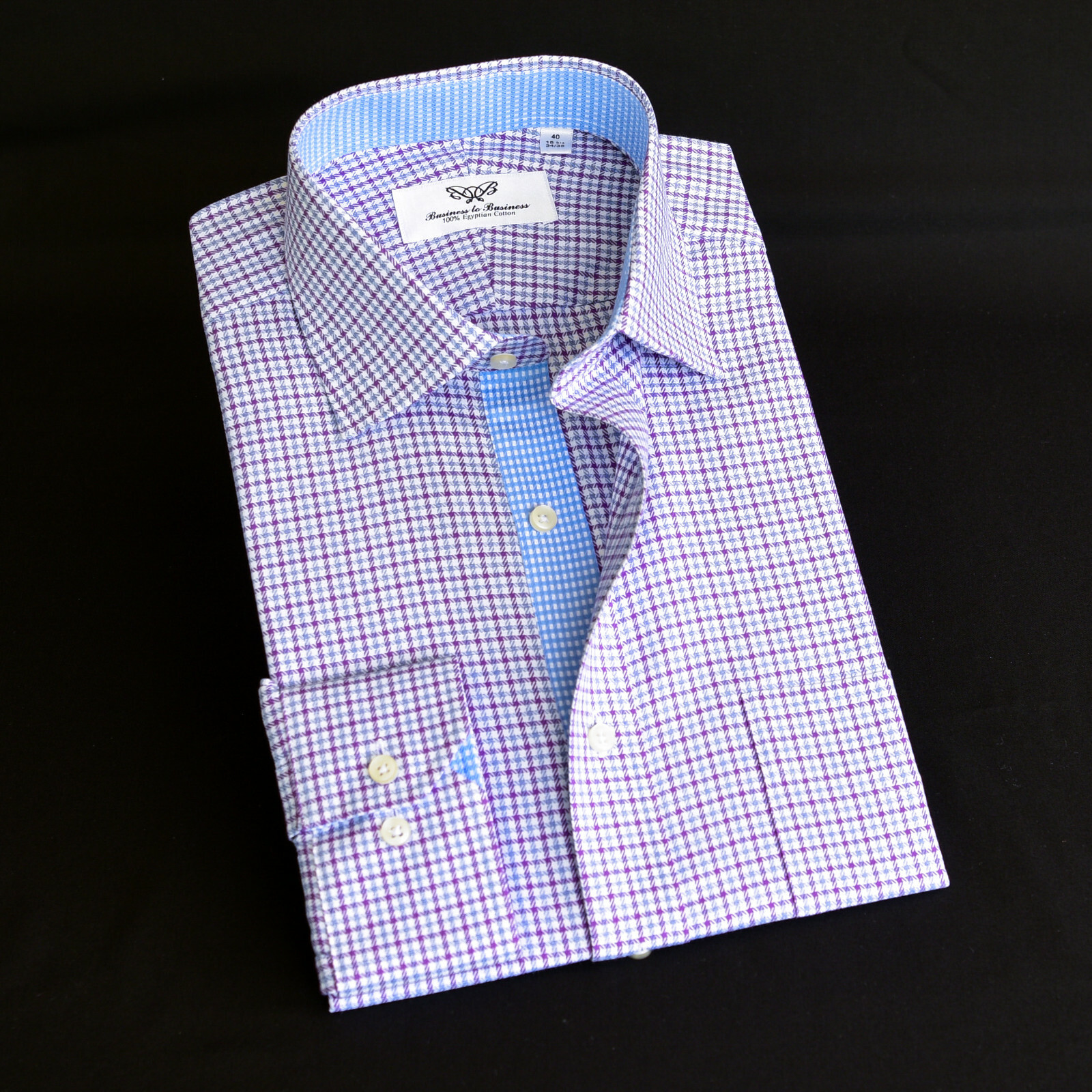 Pink Blue Plaid Elegant Formal Dress Shirt Mens Check Checkers Style Top