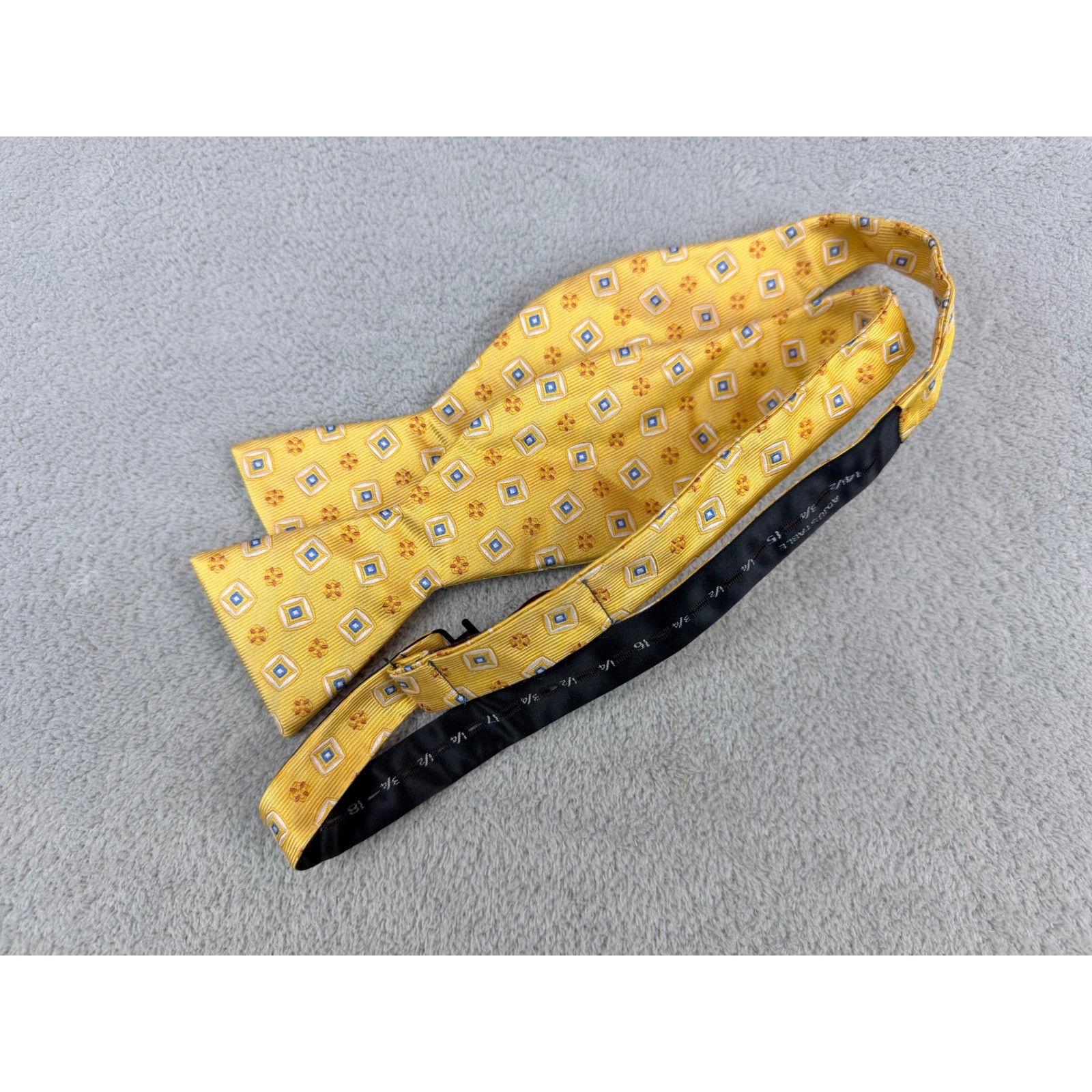 Rooster Bow Tie Yellow Geometric Pattern Silk Adjustable Pre Tied Men
