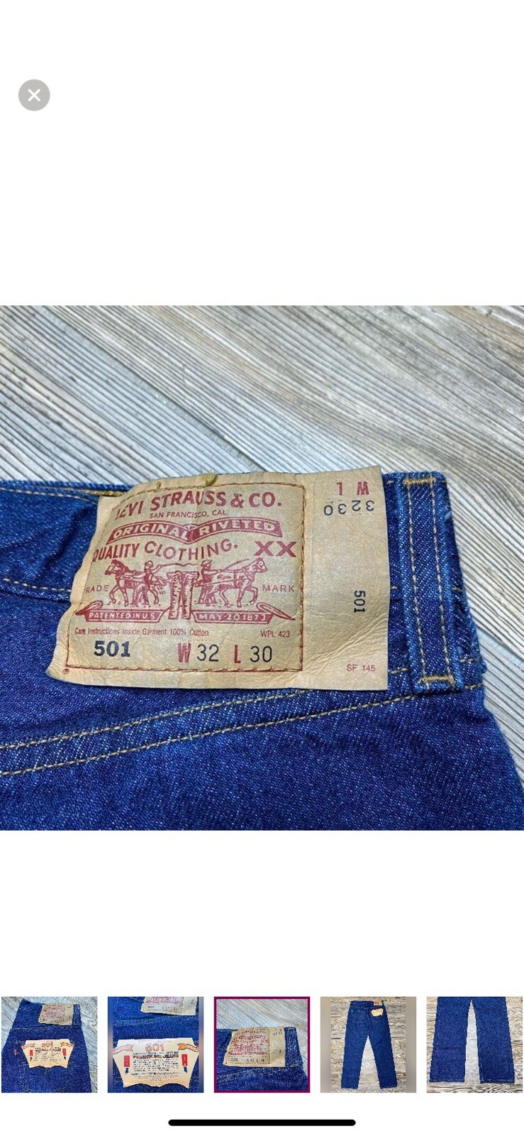 NWT Vintage Deadstock Levi’s 501XX Jeans 32×30 USA Made 1993 Shrink-to-Fit 90s