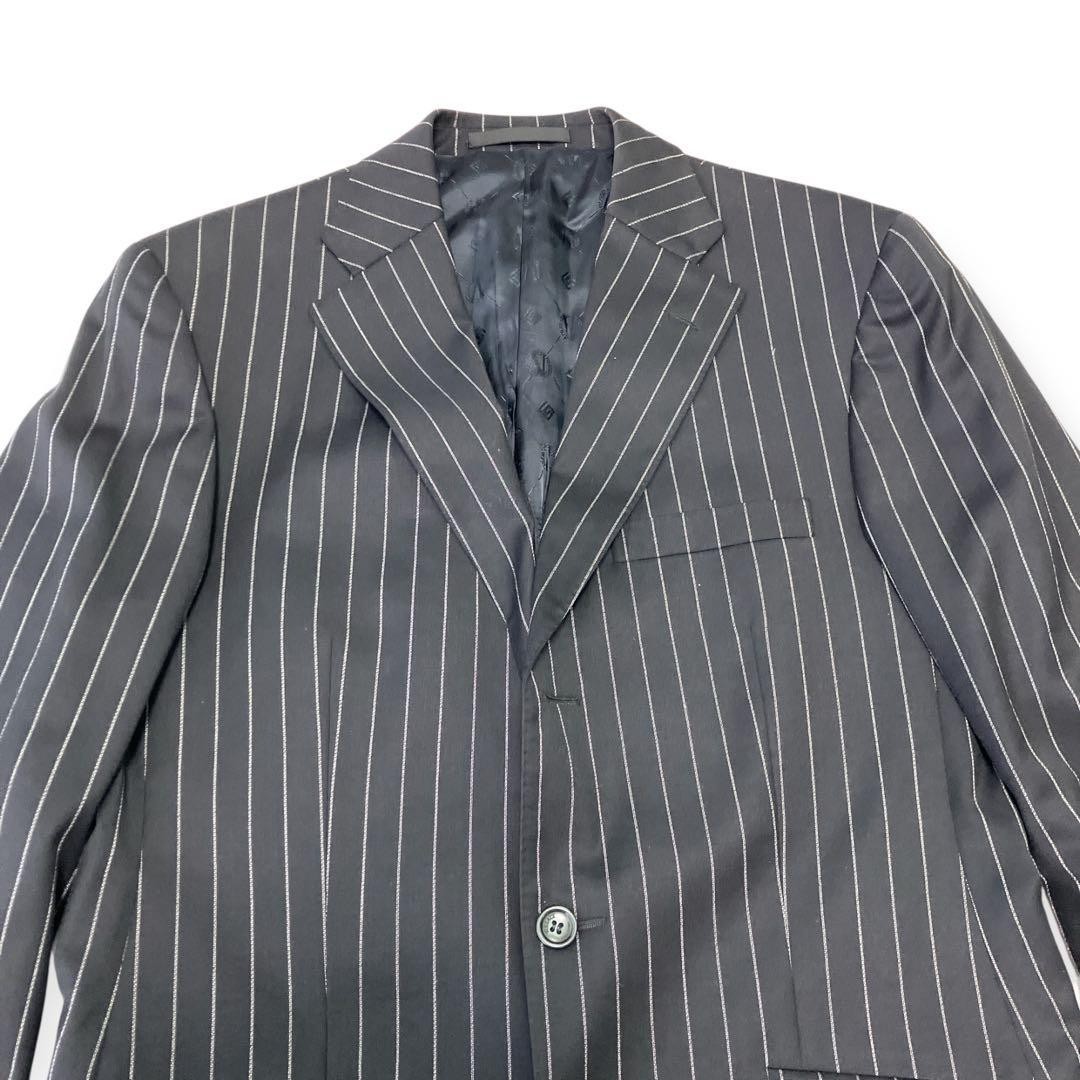 Versace Collection Mens Wool Stretch Suit Black Stripe IT 48 R 28U3X7 4P201003