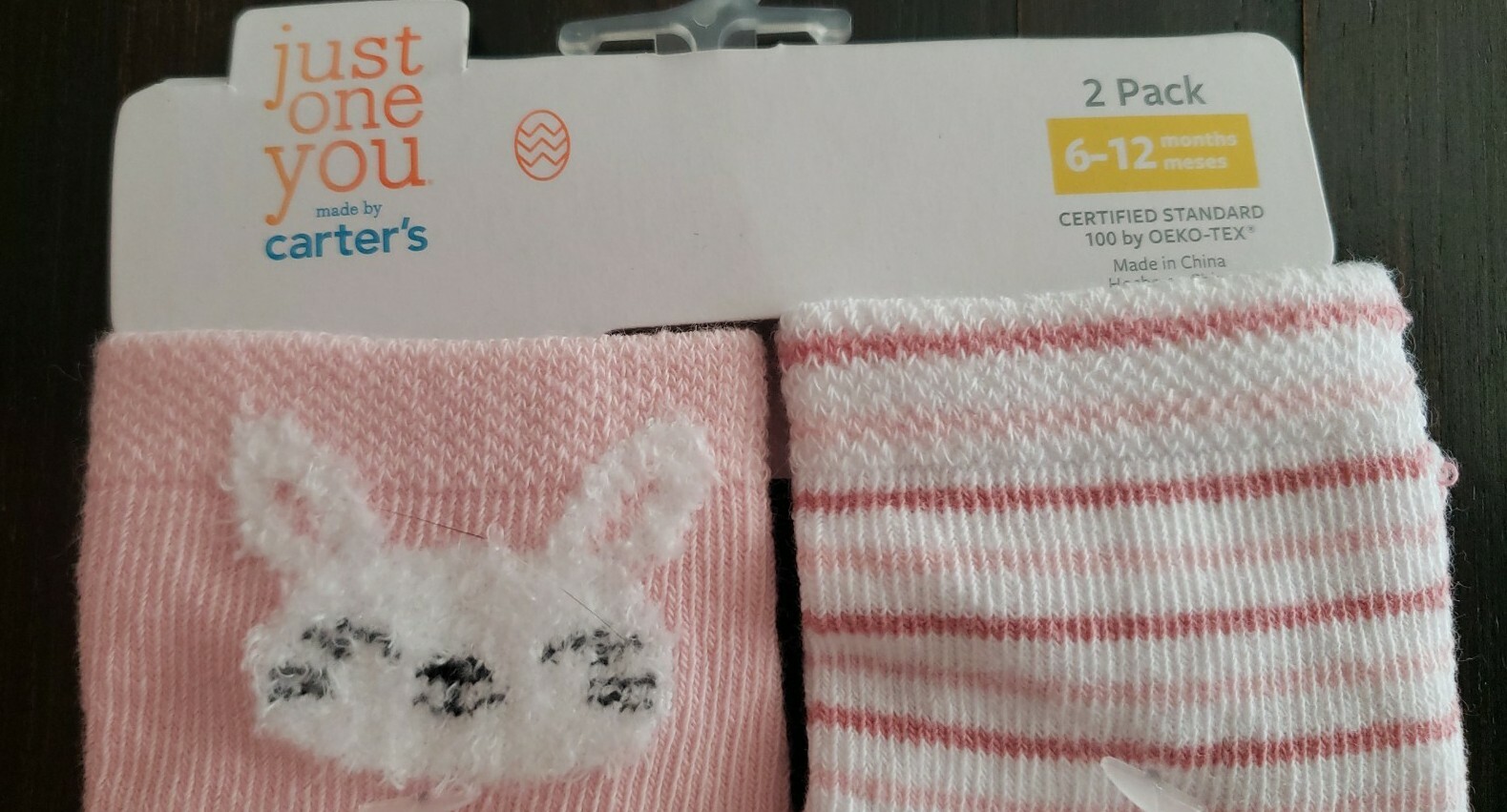 Carter’s Just One You Baby Girl 6-12M Easter Socks 2 Pair Fuzzy Bunny & Striped