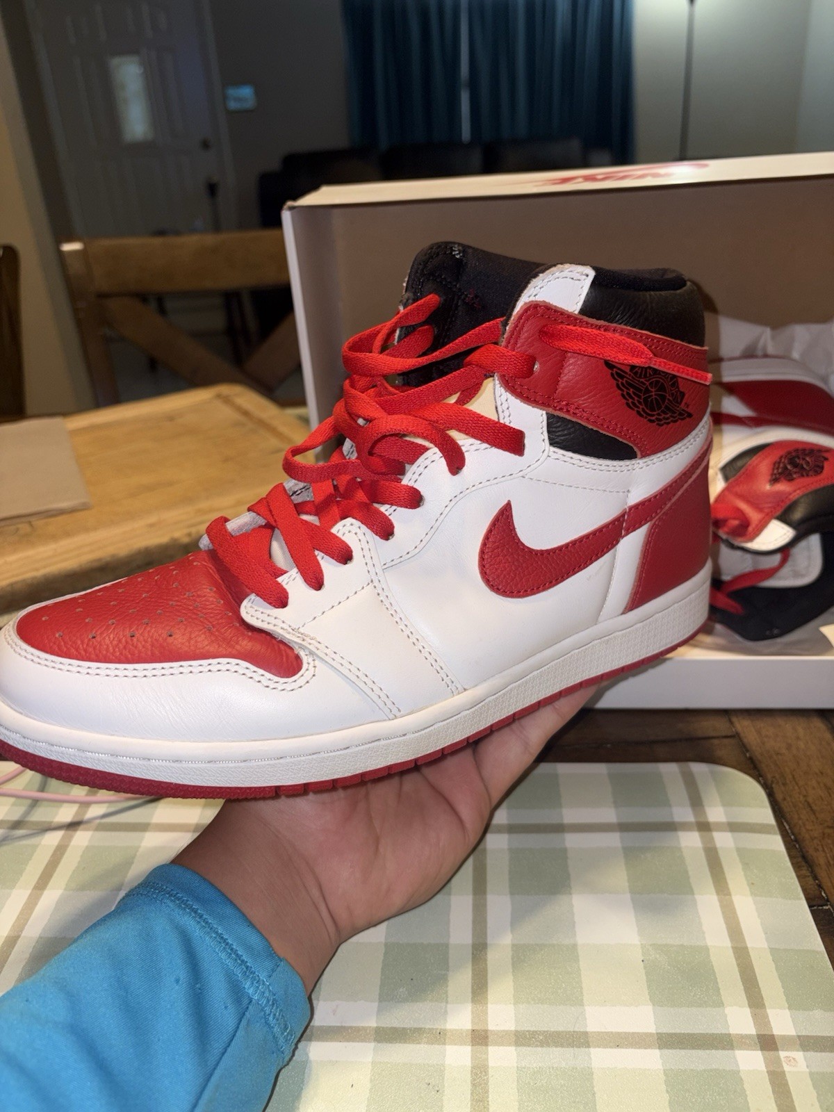 Nike Air Jordan 1 Mid Top Gym Red/White/Black Leather Sneakers 554724-605
