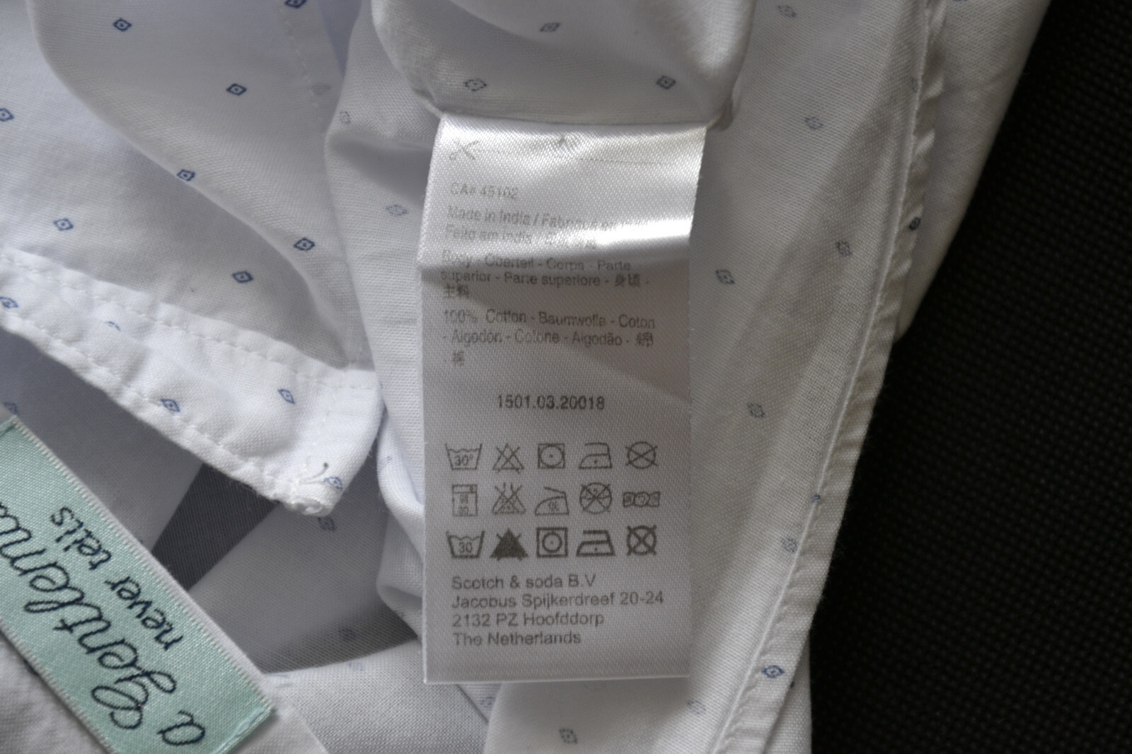SCOTCH & SODA PALMS Men’s Summer Shirt Men’s Shirt Size L White/White Cotton