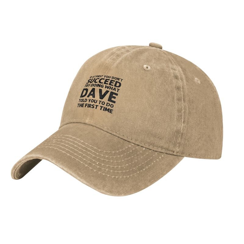 SUCCEED DAVE Unisex Washed Baseball Cap Funny Graphic Print Adjustable Sun Hat