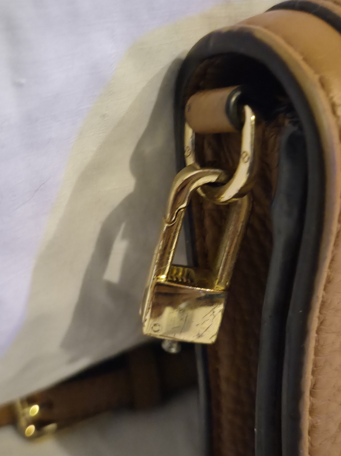 Tory Burch Brown Pebbled Crossbody Bag with Logo, Magnetic Closure, Gold