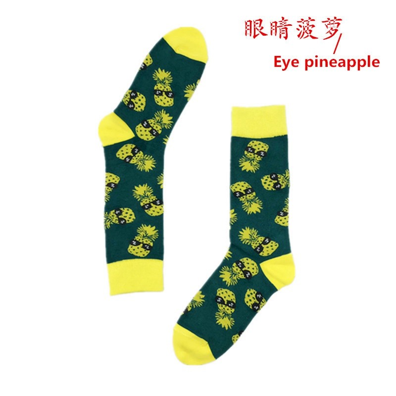 200N couple long tube socks Jacquard creative pattern Harajuku flower cotton