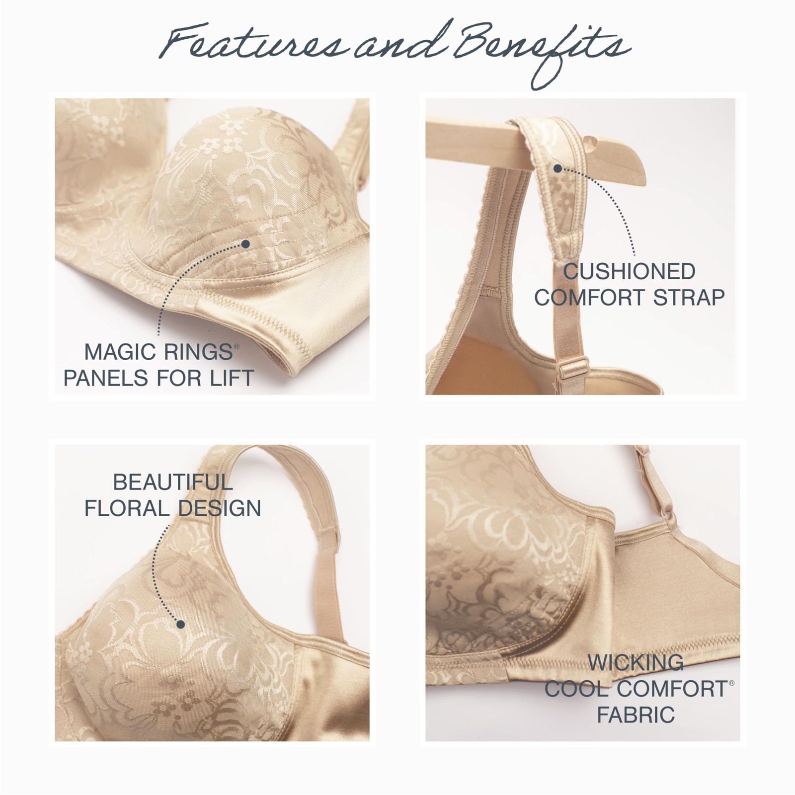 PLAYTEX Women’s 18-Hour Ultimate Lift Wireless Full Coverage Bra Black 36C